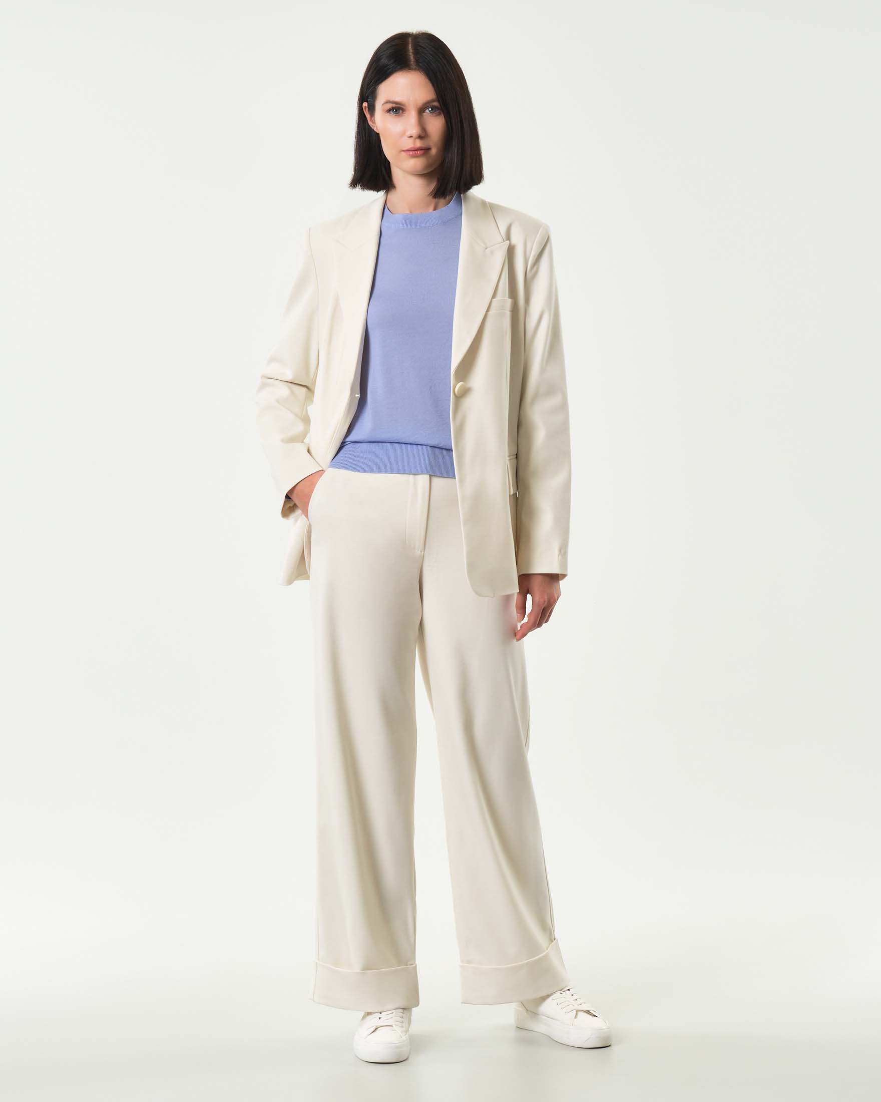 Blazer bianco Armani Exchange in tessuto diagonale con scritta logo ricamata