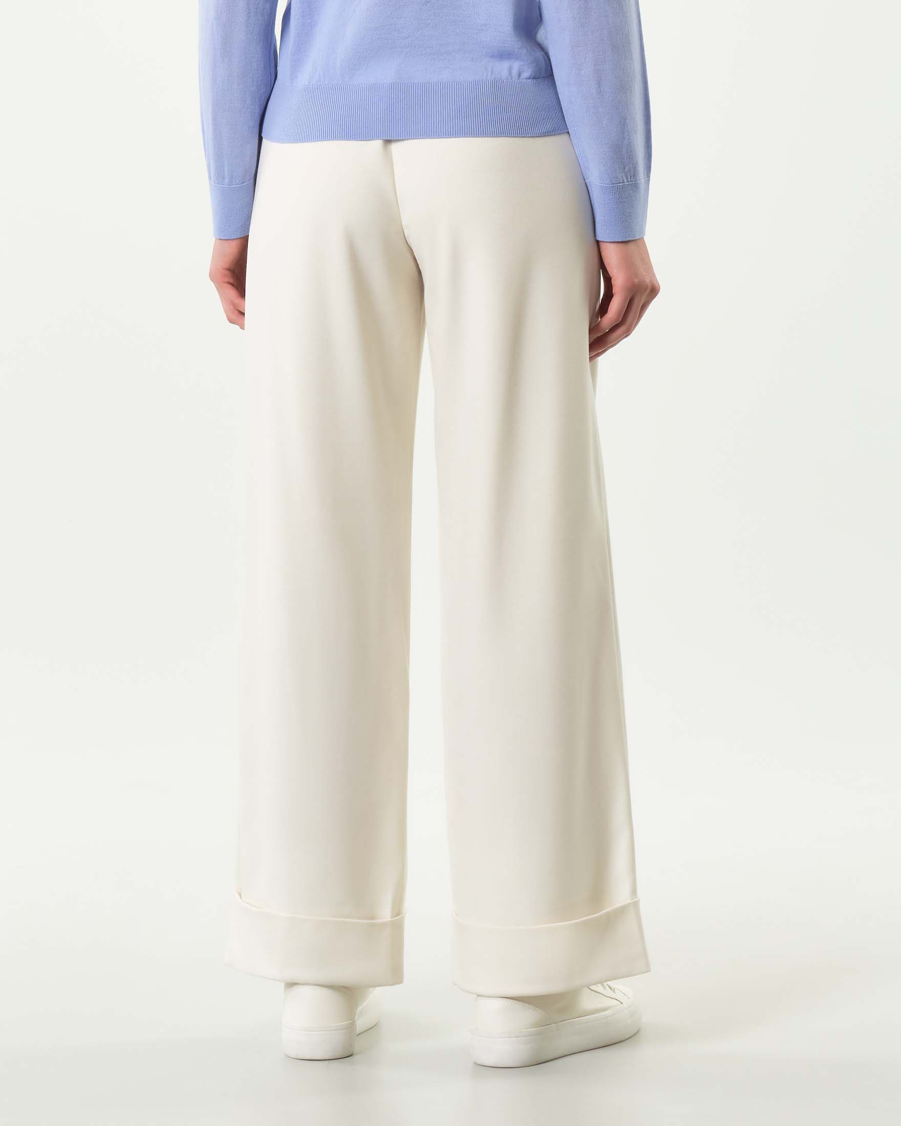 Pantaloni color avorio Armani Exchange in tessuto diagonale con risvolto al fondo