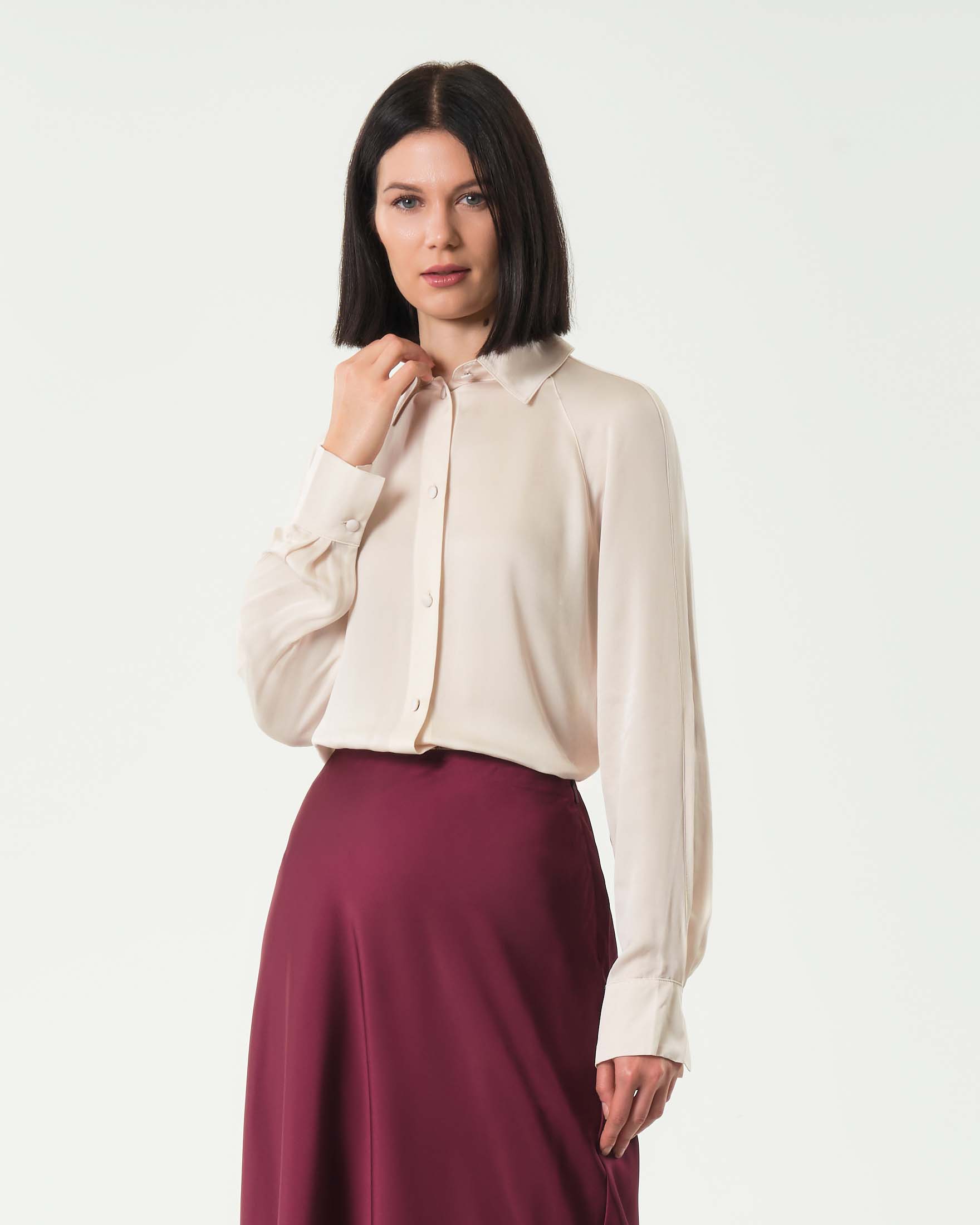 Camicia color avorio Armani Exchange in viscosa