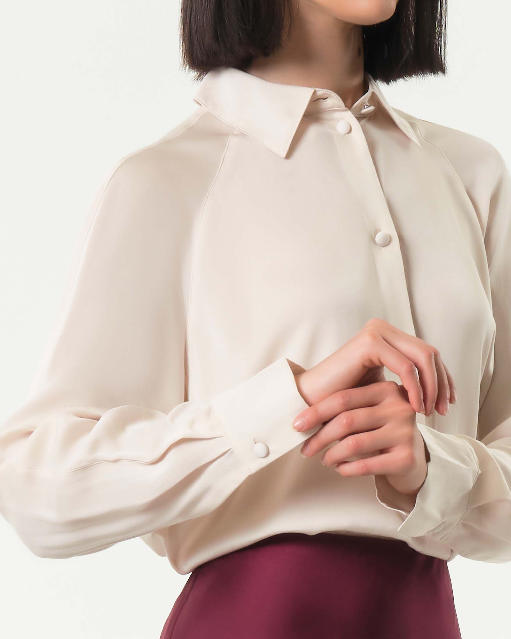 Camicia color avorio Armani Exchange in viscosa image