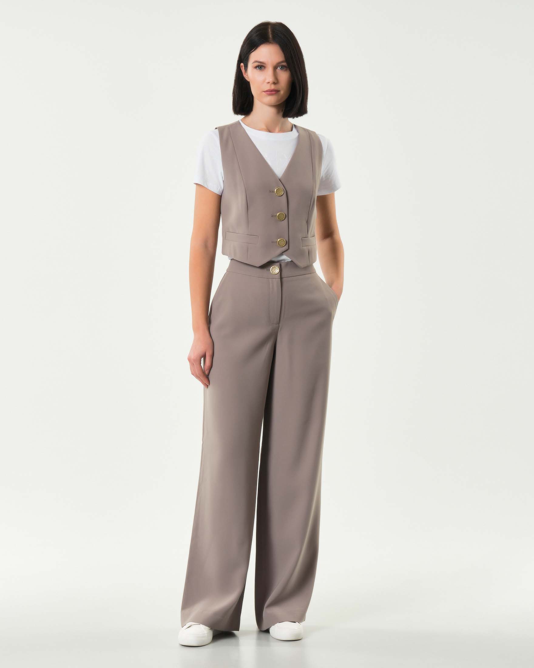 Pantaloni palazzo color khaki Armani Exchange in cady