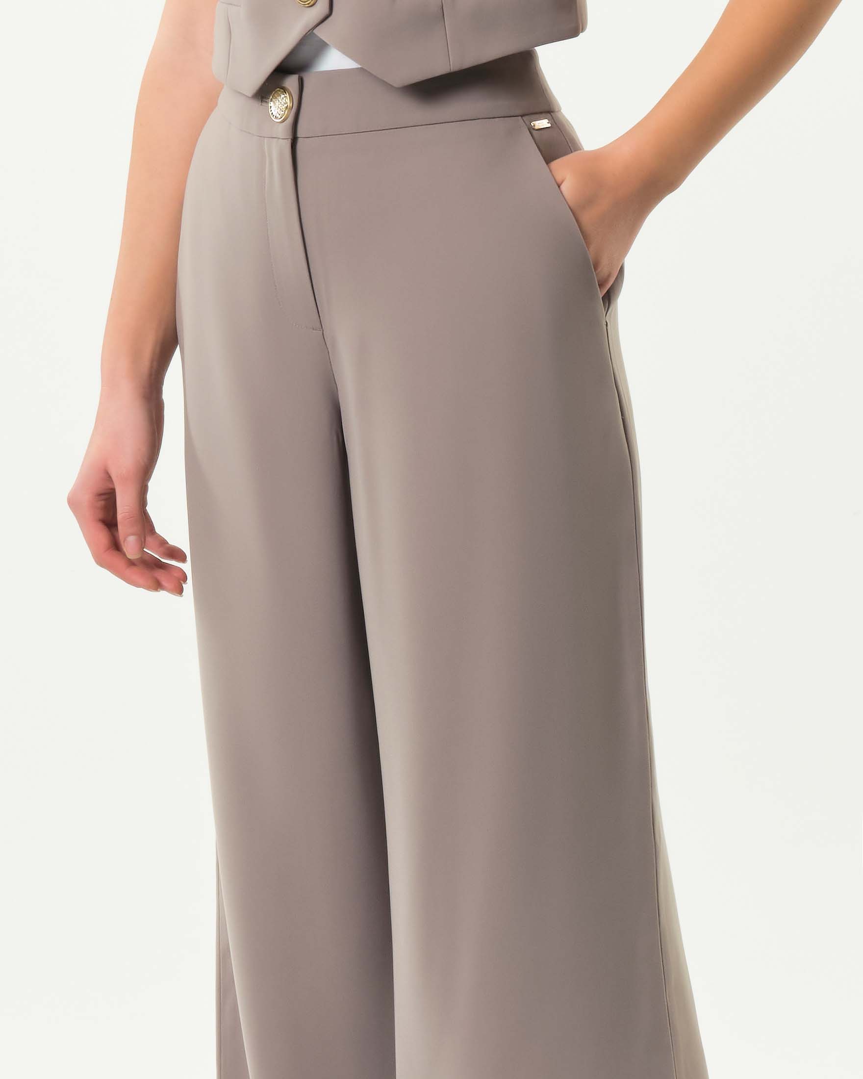 Pantaloni palazzo color khaki Armani Exchange in cady image