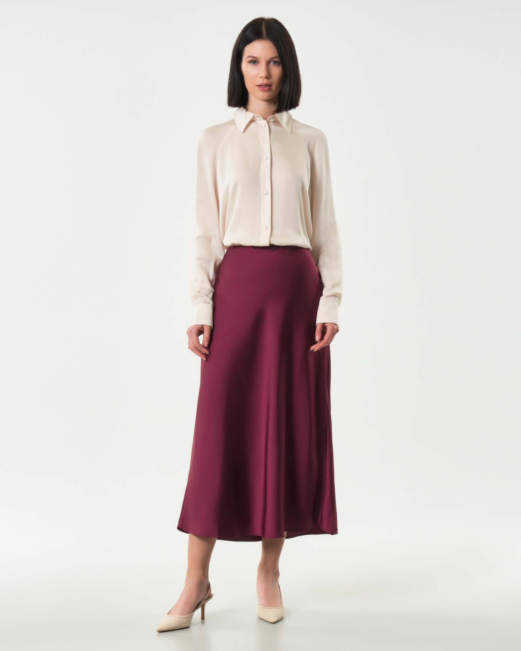 Gonna longuette bordeaux Armani Exchange in satin