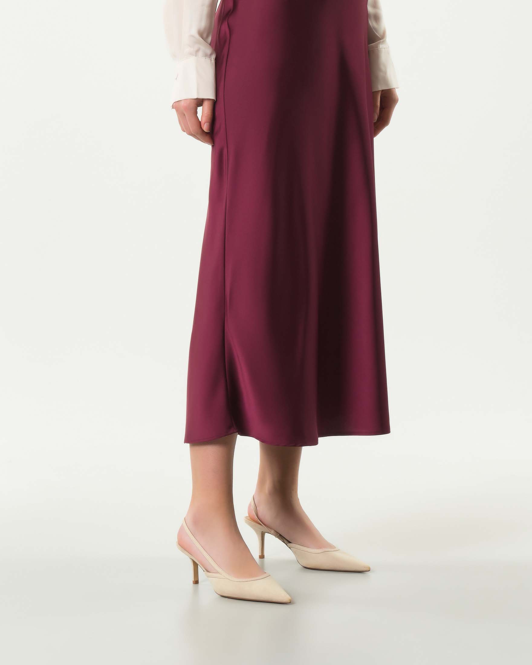 Gonna longuette bordeaux Armani Exchange in satin image