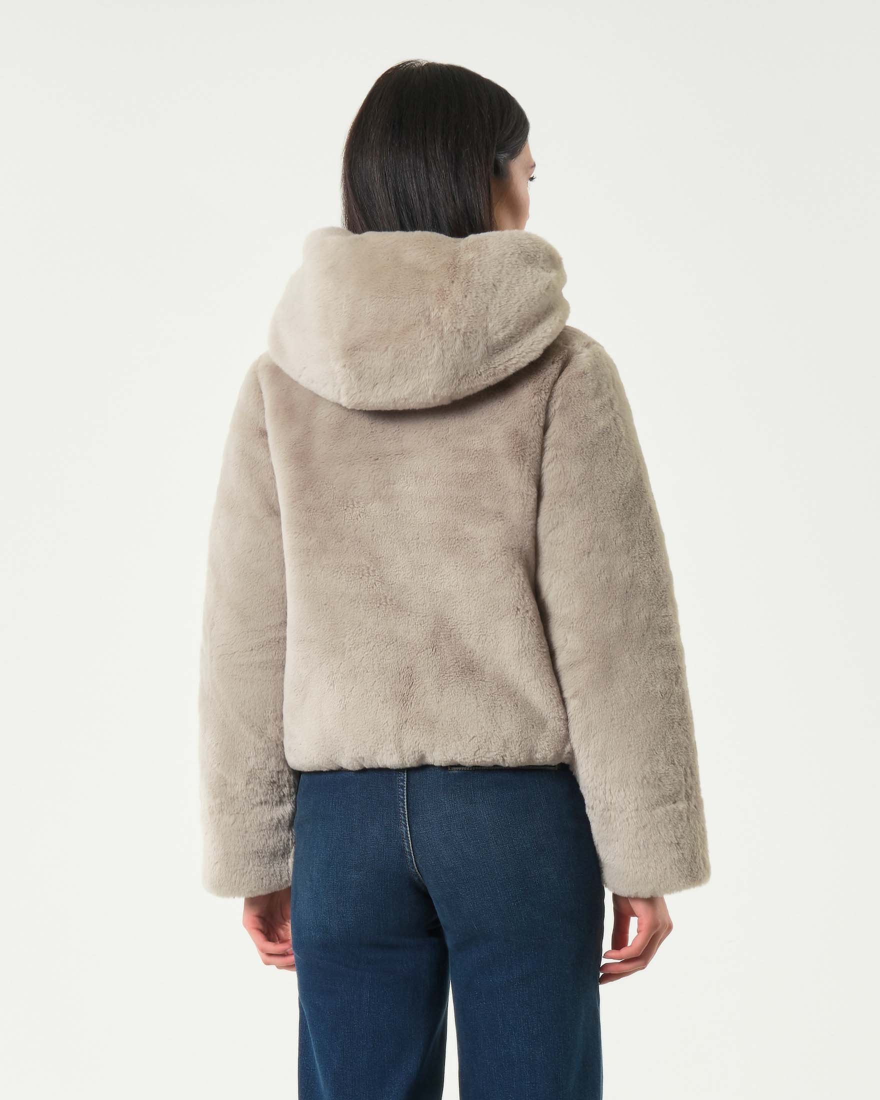 Ecopelliccia color gesso Colmar Originals reversibile nel tessuto trapuntato con cappuccio