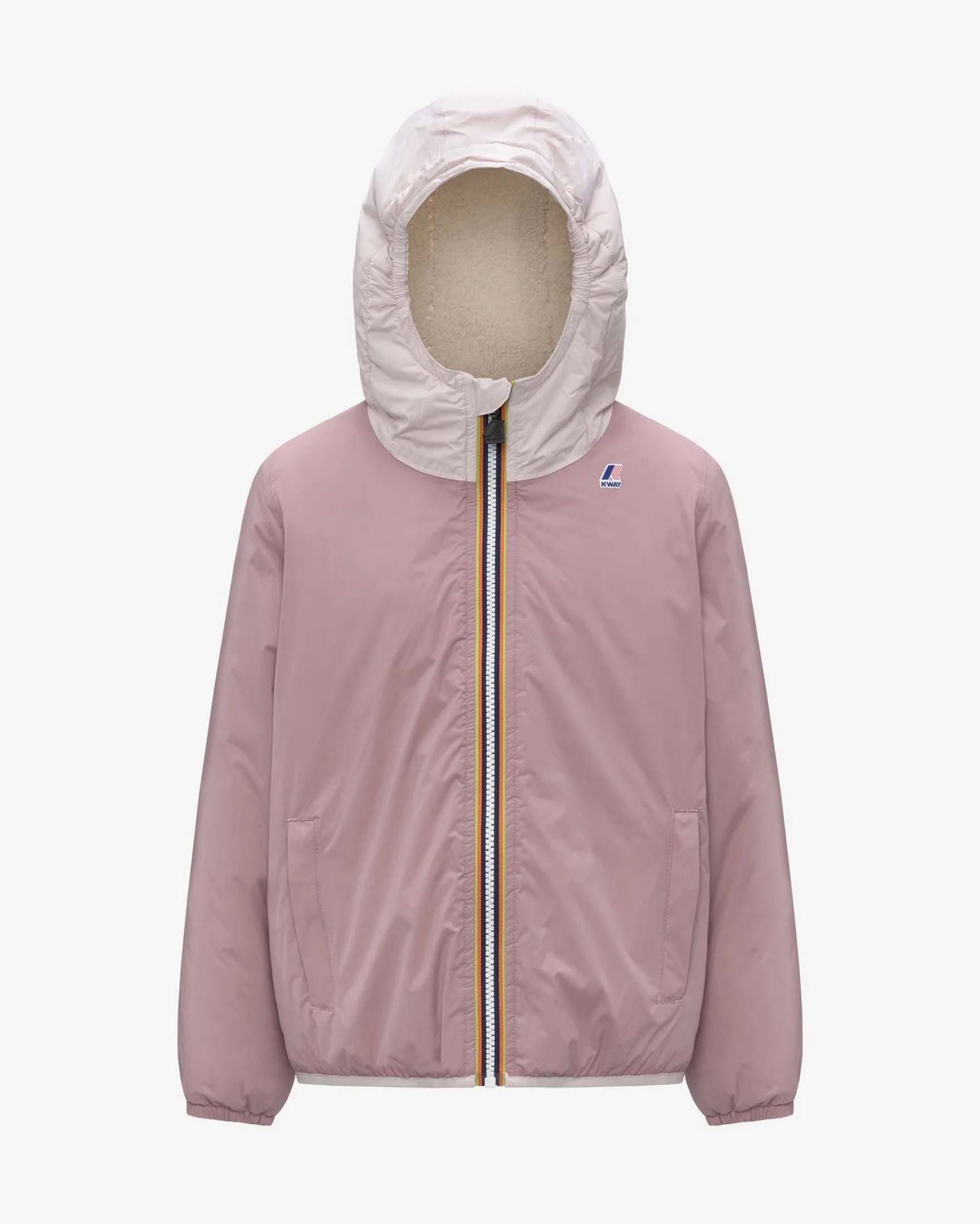 Giacca Claude K-way colorblock rosa con interno teddy