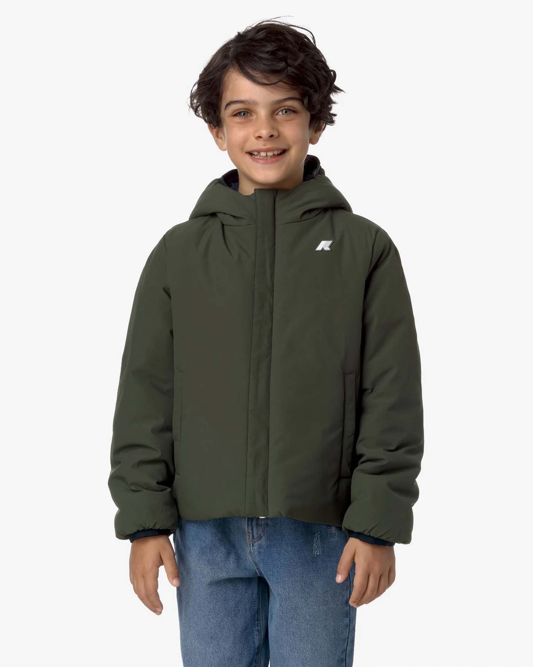 Giacca Jack K-way blu e verde reversibile con cappuccio image