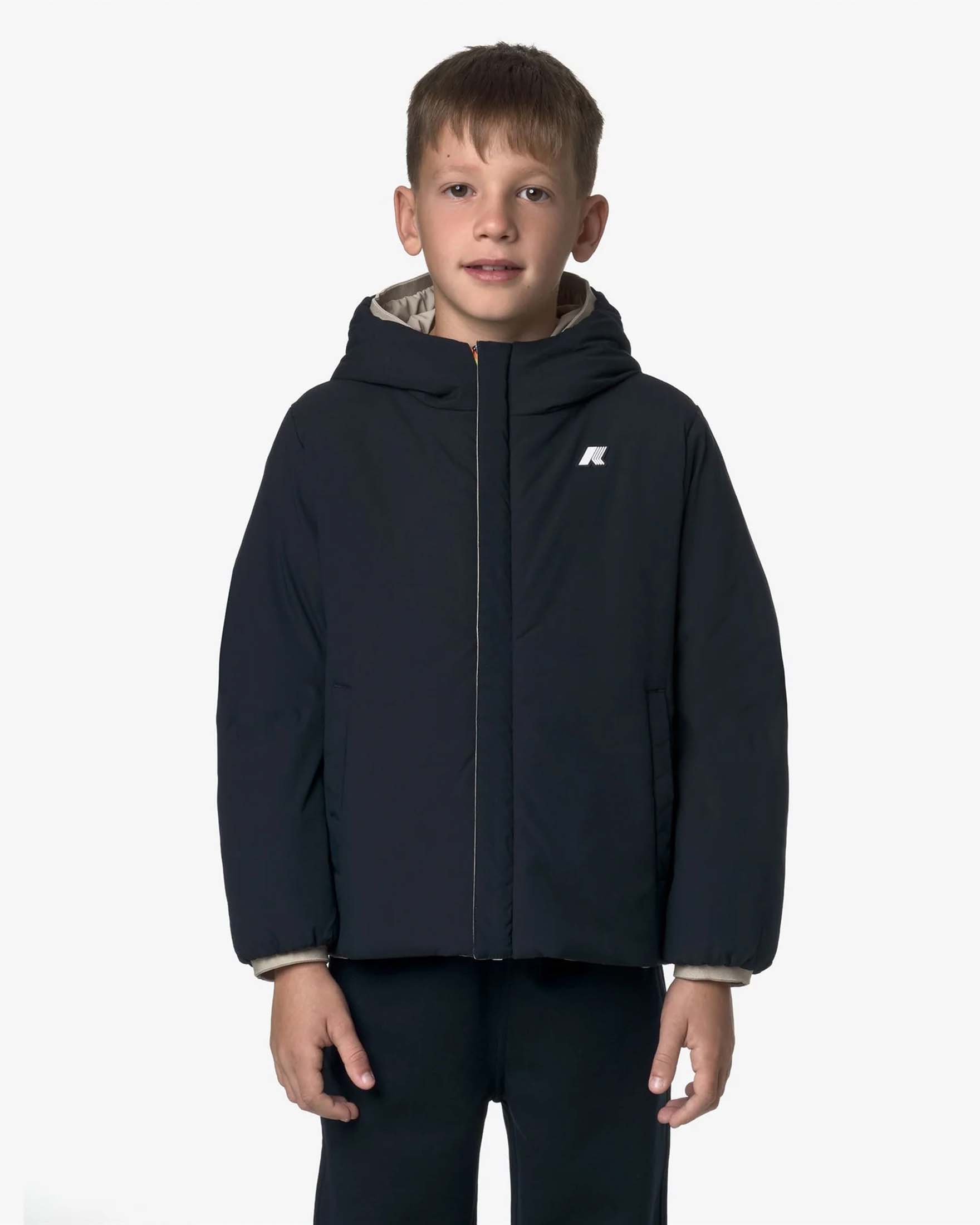 Giacca Jack K-way tortora e blu reversibile con cappuccio image