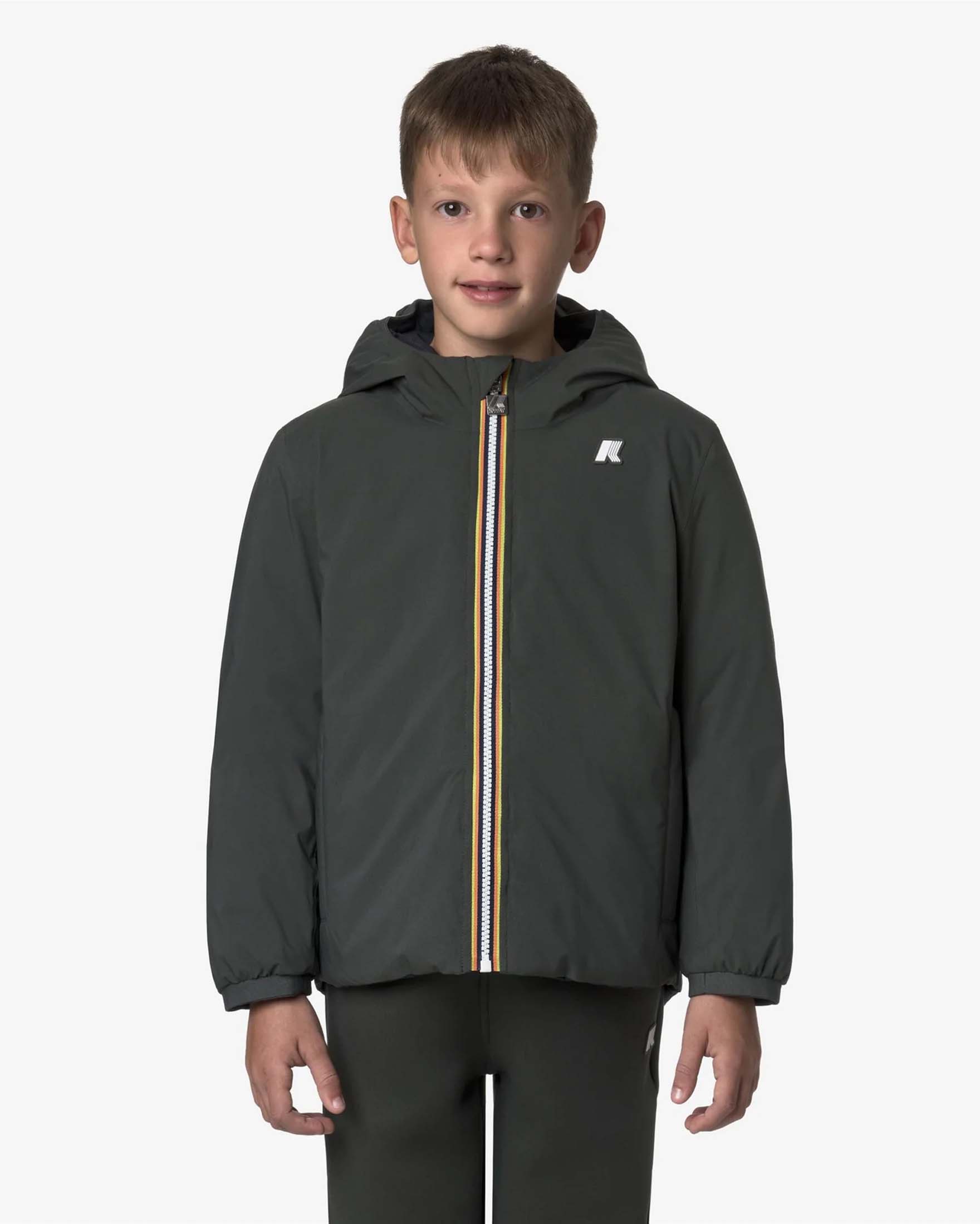 Giacca Jack K-way verde e blu reversibile con cappuccio