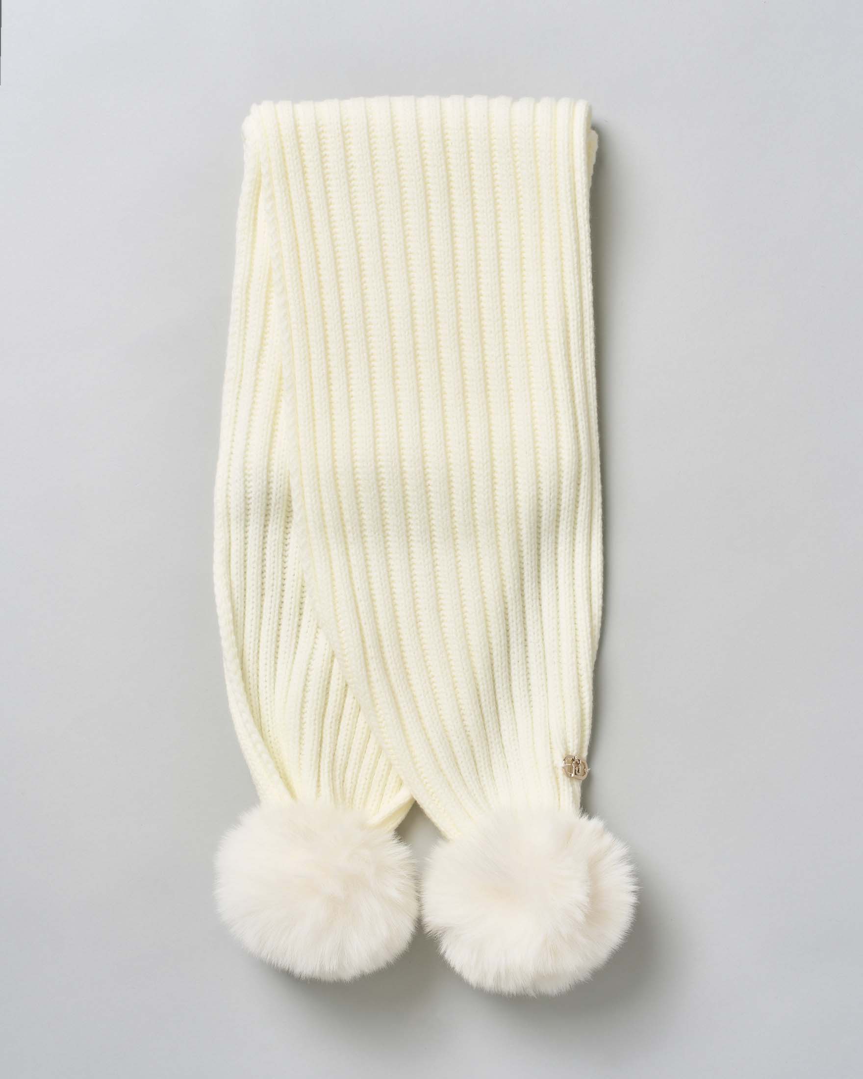 Sciarpa Liu Jo color panna con due pom pon