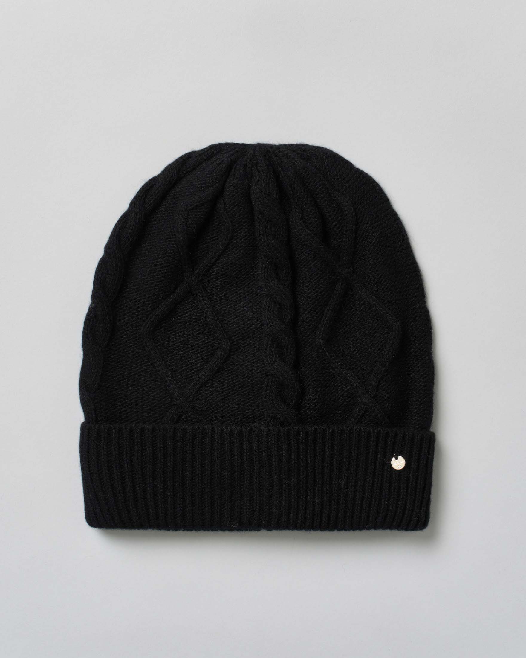 Berretto Kocca nero in misto lana a rombi tricot