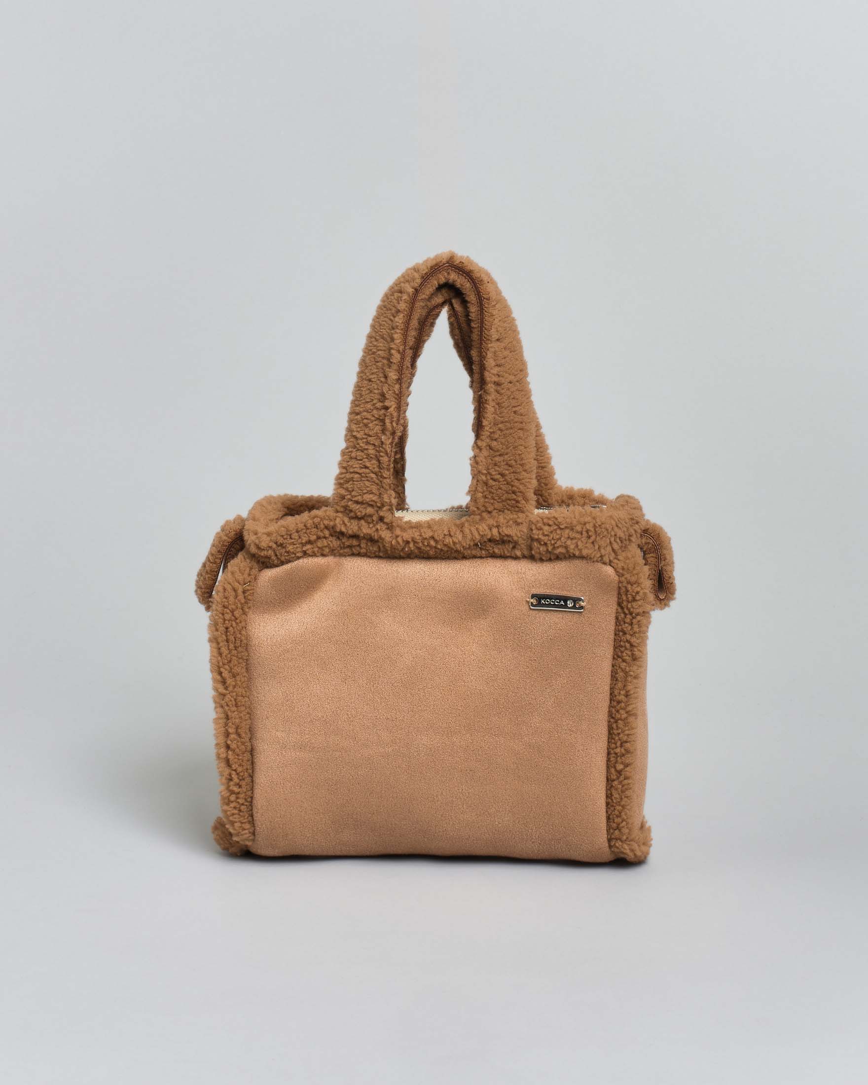 Borsa tote Kocca color cammellocon dettagli teddy