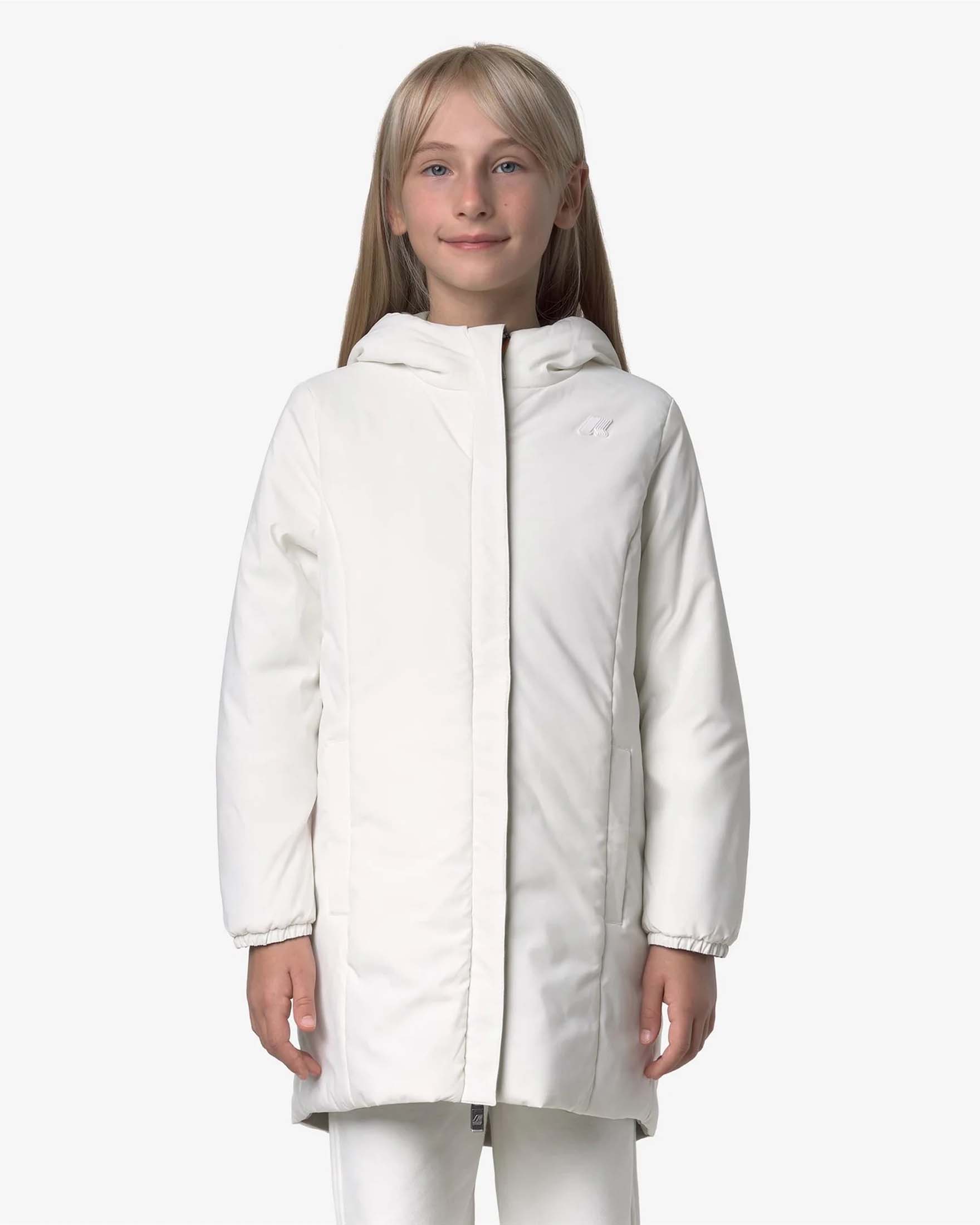 Giacca lunga Kway Denise color tortora e rosa reversibile con cappuccio image