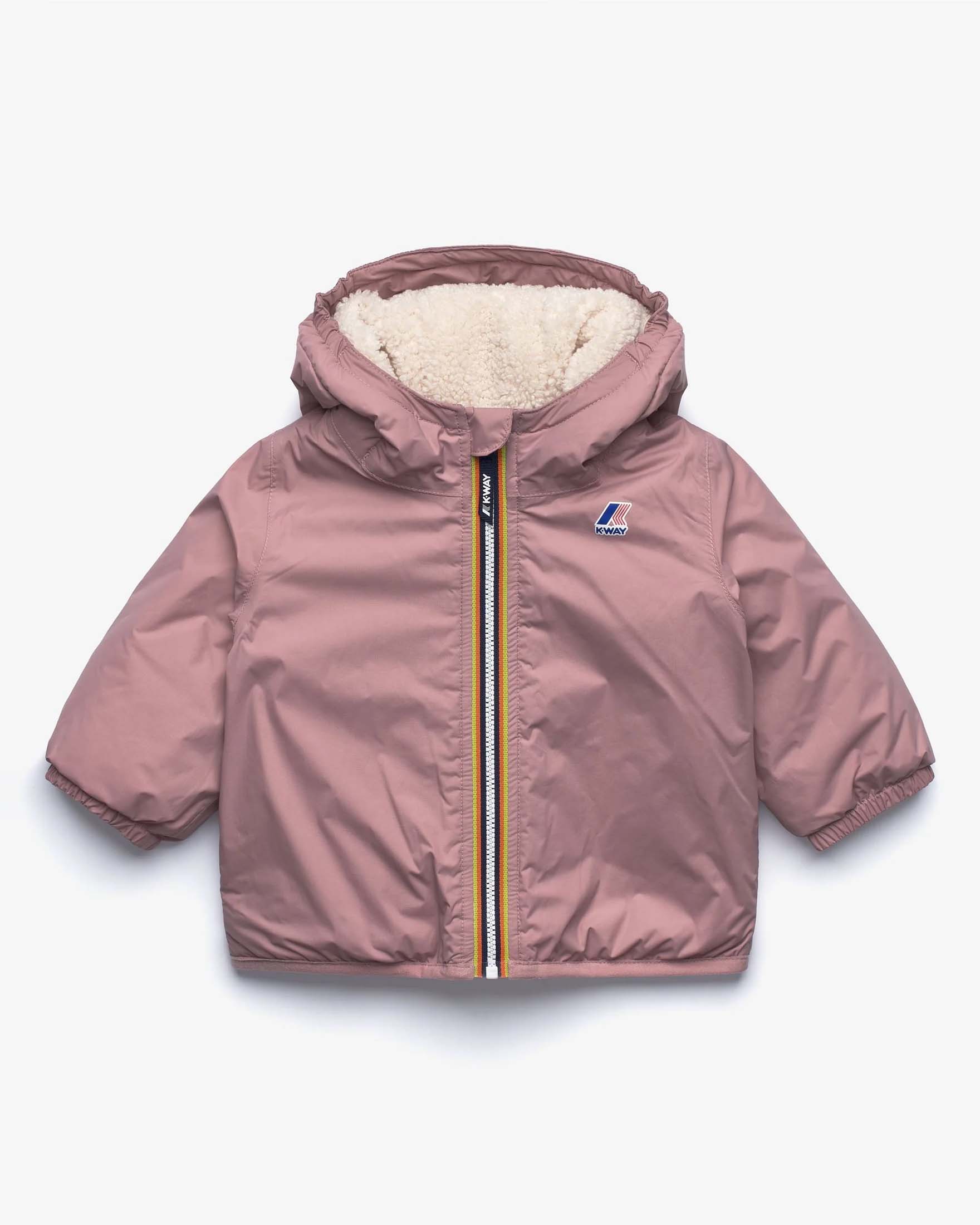 Giacca Claude K-way rosa antico con interno teddy