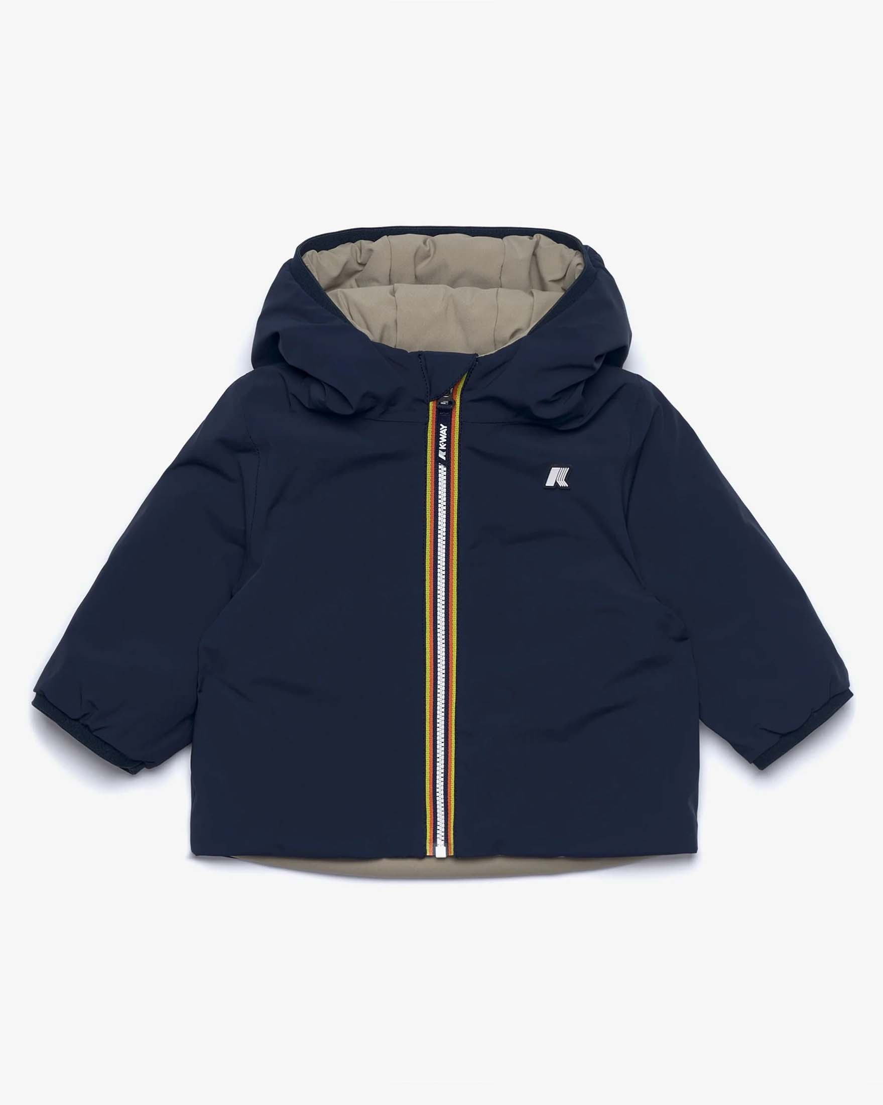 Giacca Jack K-way blu e beige reversibile con cappuccio