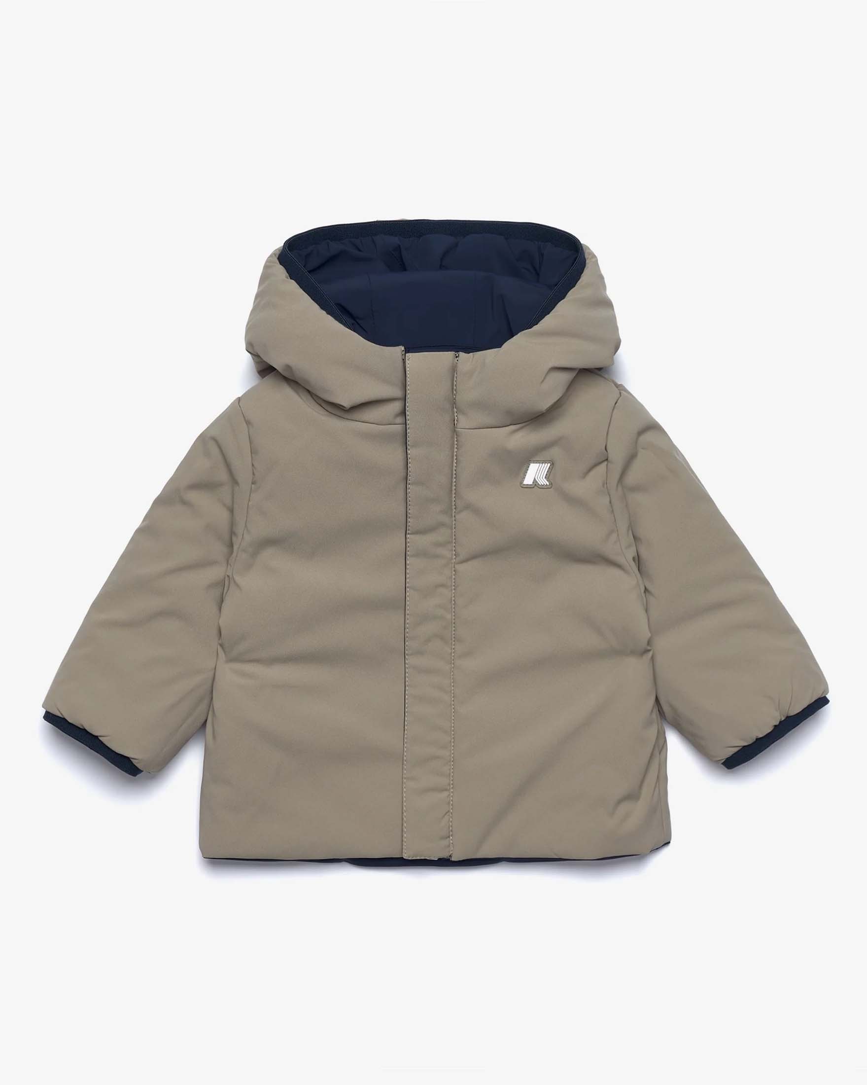 Giacca Jack K-way blu e beige reversibile con cappuccio image