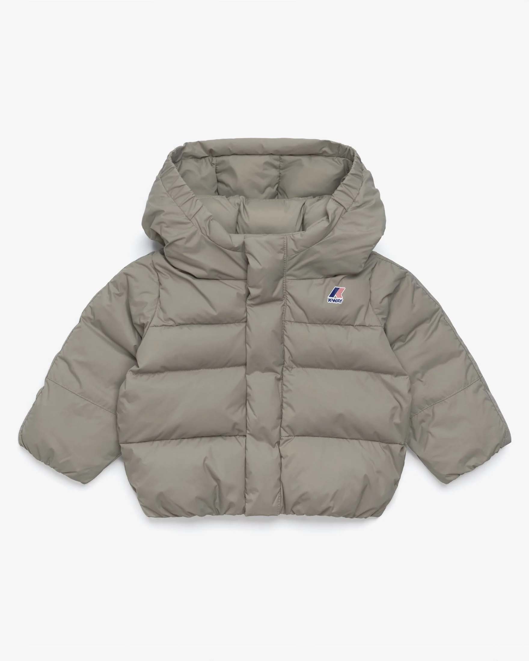 Piumino K-way tortora con cappuccio