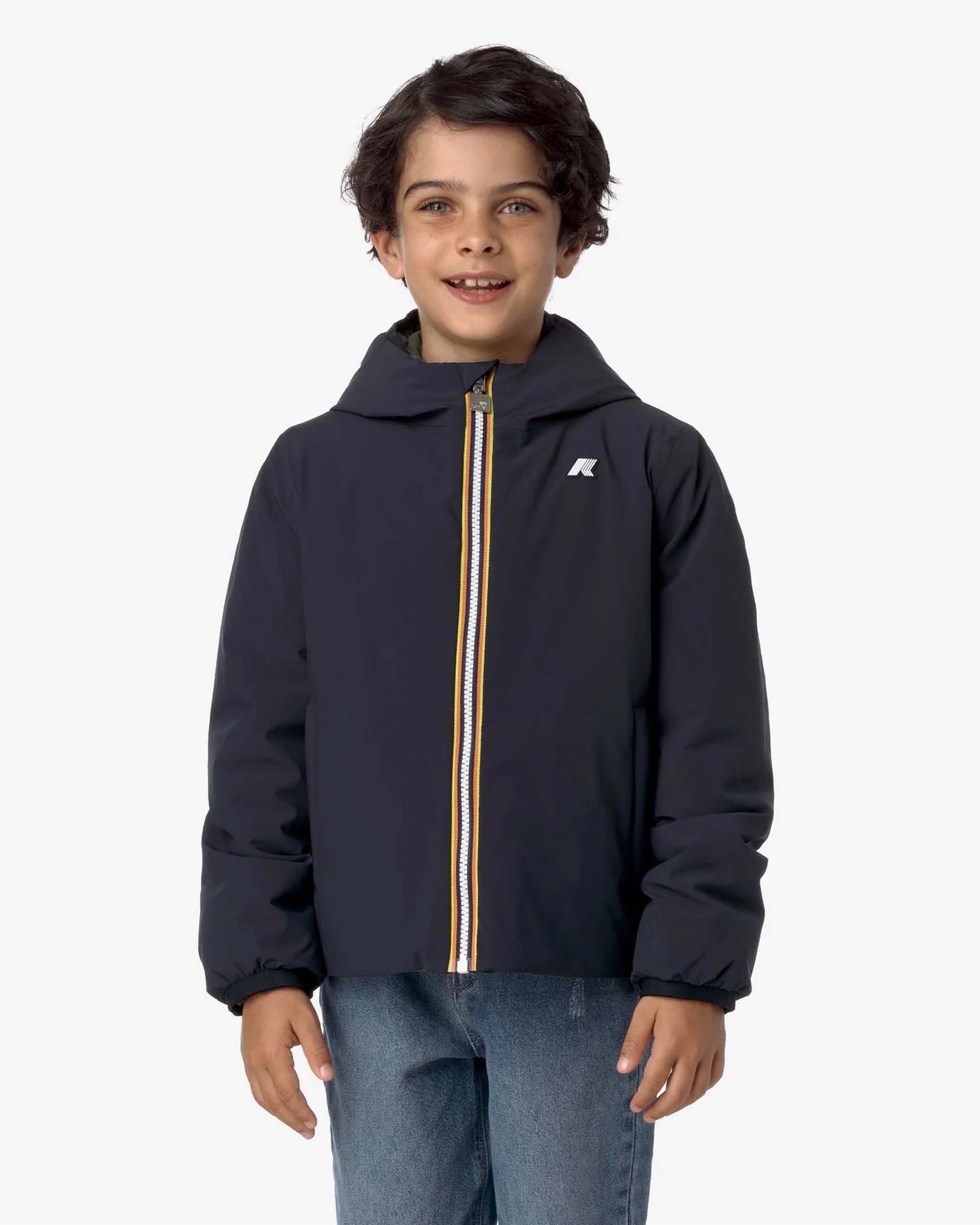 Giacca Jack K-way blu e verde reversibile con cappuccio