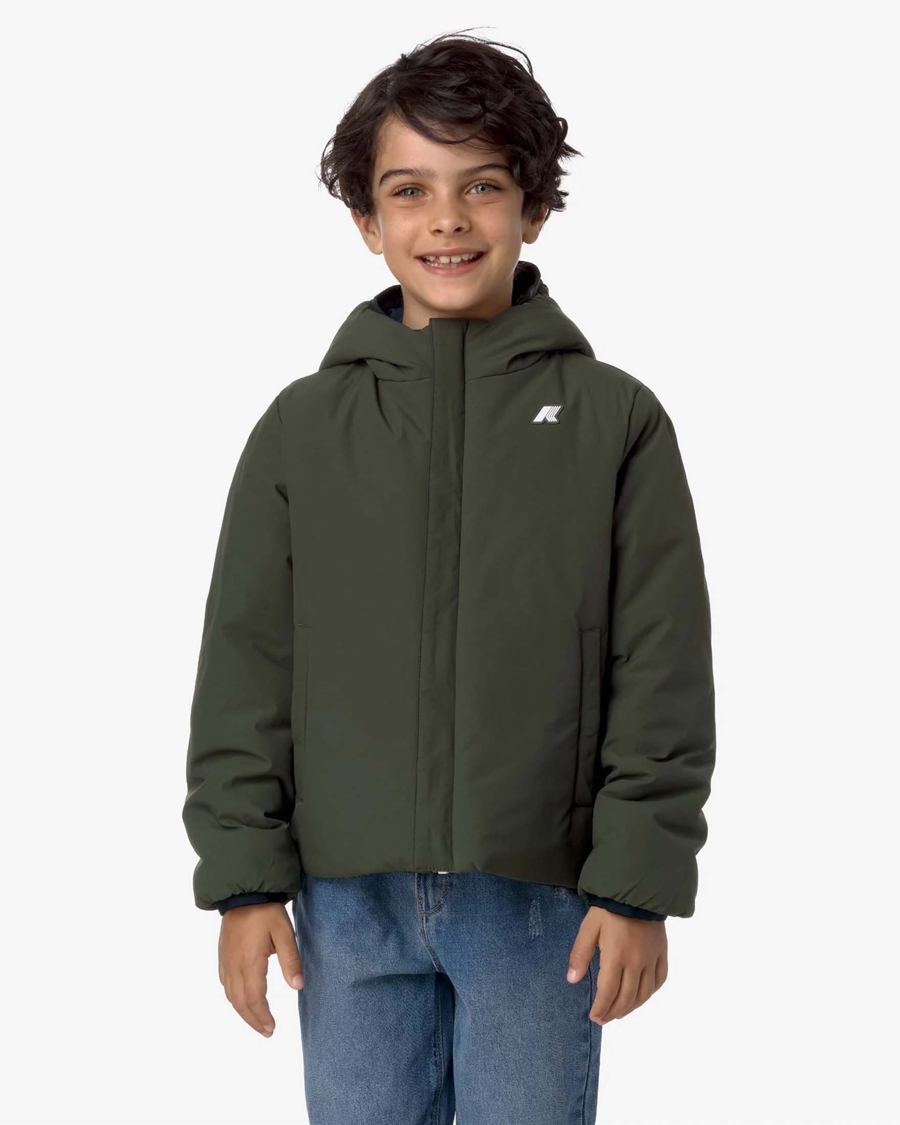 Giacca Jack K-way blu e verde reversibile con cappuccio image