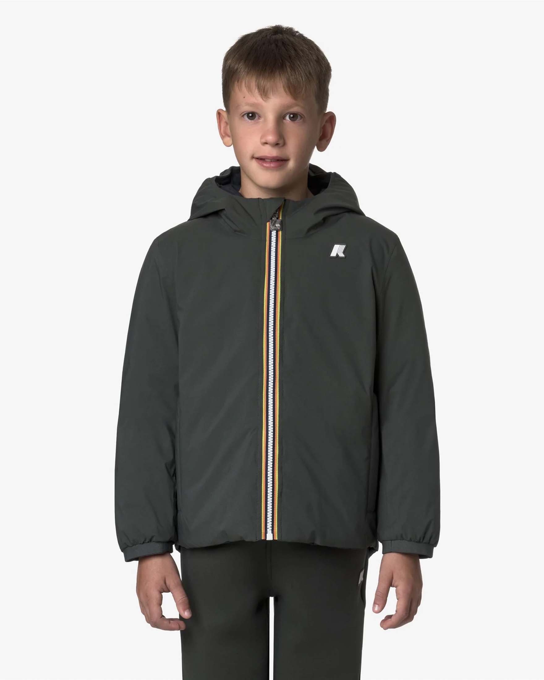 Giacca Jack K-way verde e blu reversibile con cappuccio