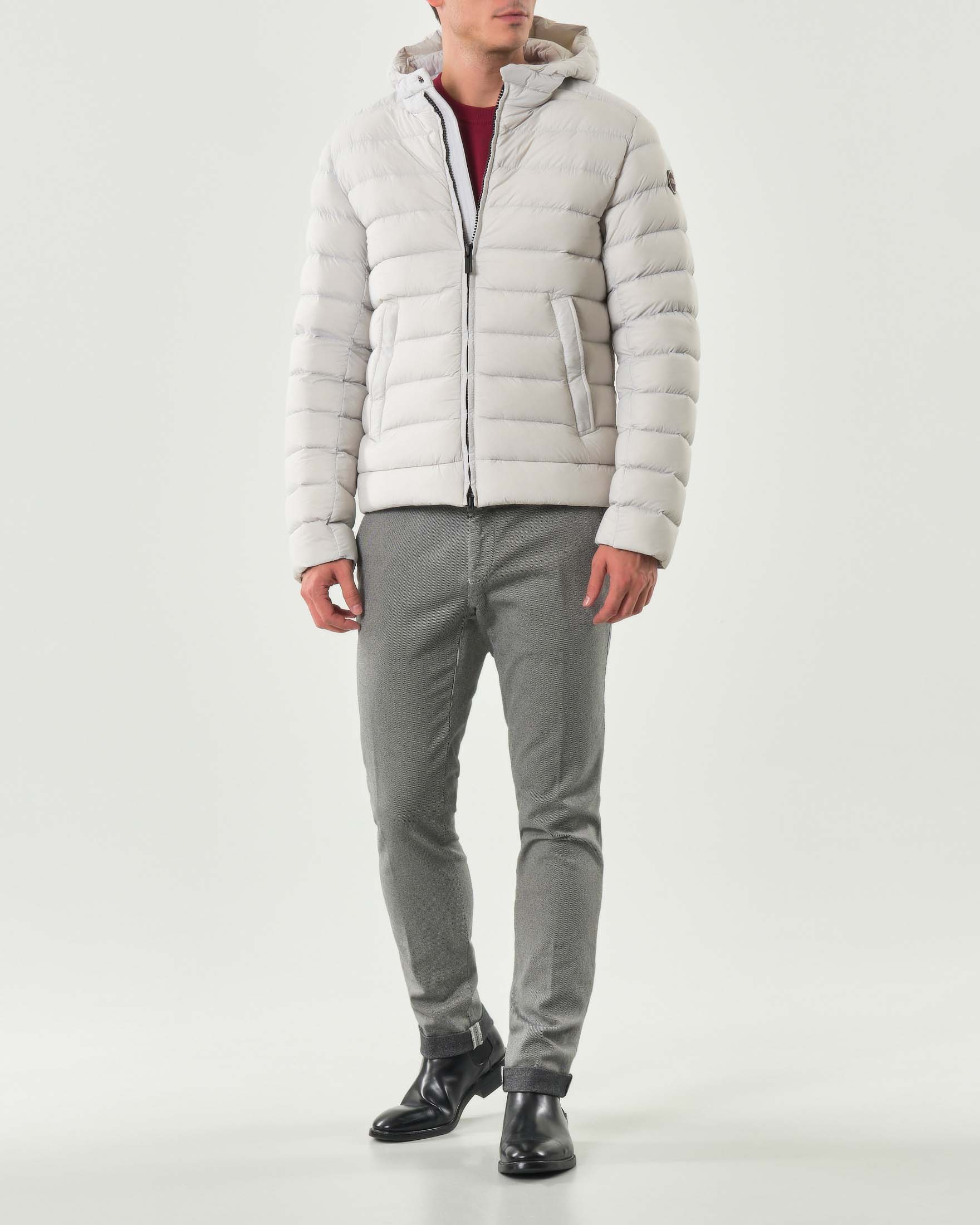 Piumino con cappuccio Colmar Originals color ghiaccio in nylon crinkle imbottito in piuma