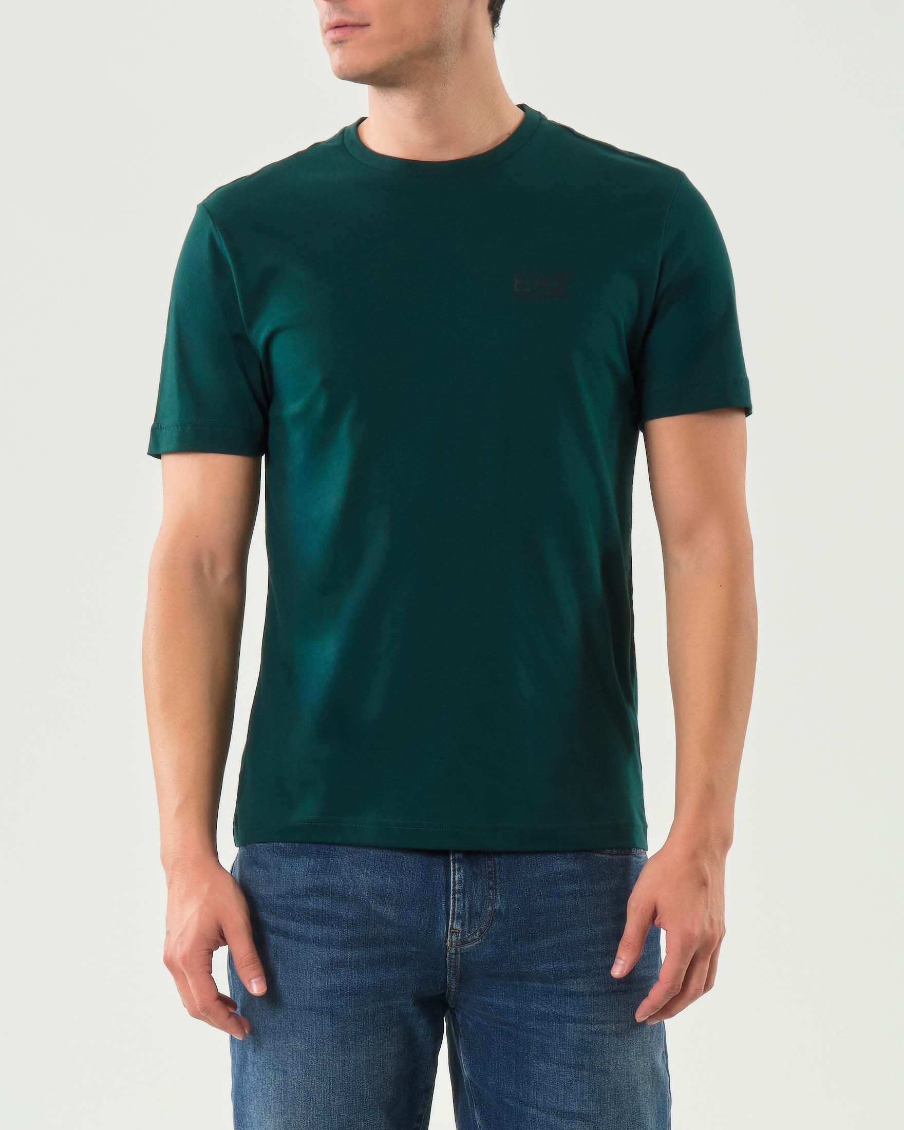 T-shirt EA7 verde smeraldo mezza manica in puro pima cotton