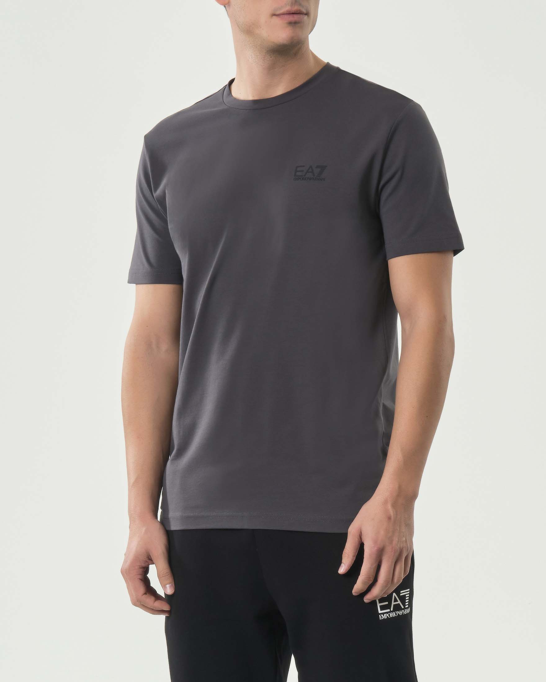 T-shirt EA7 grigio antracite mezza manica in jersey di cotone stretch image