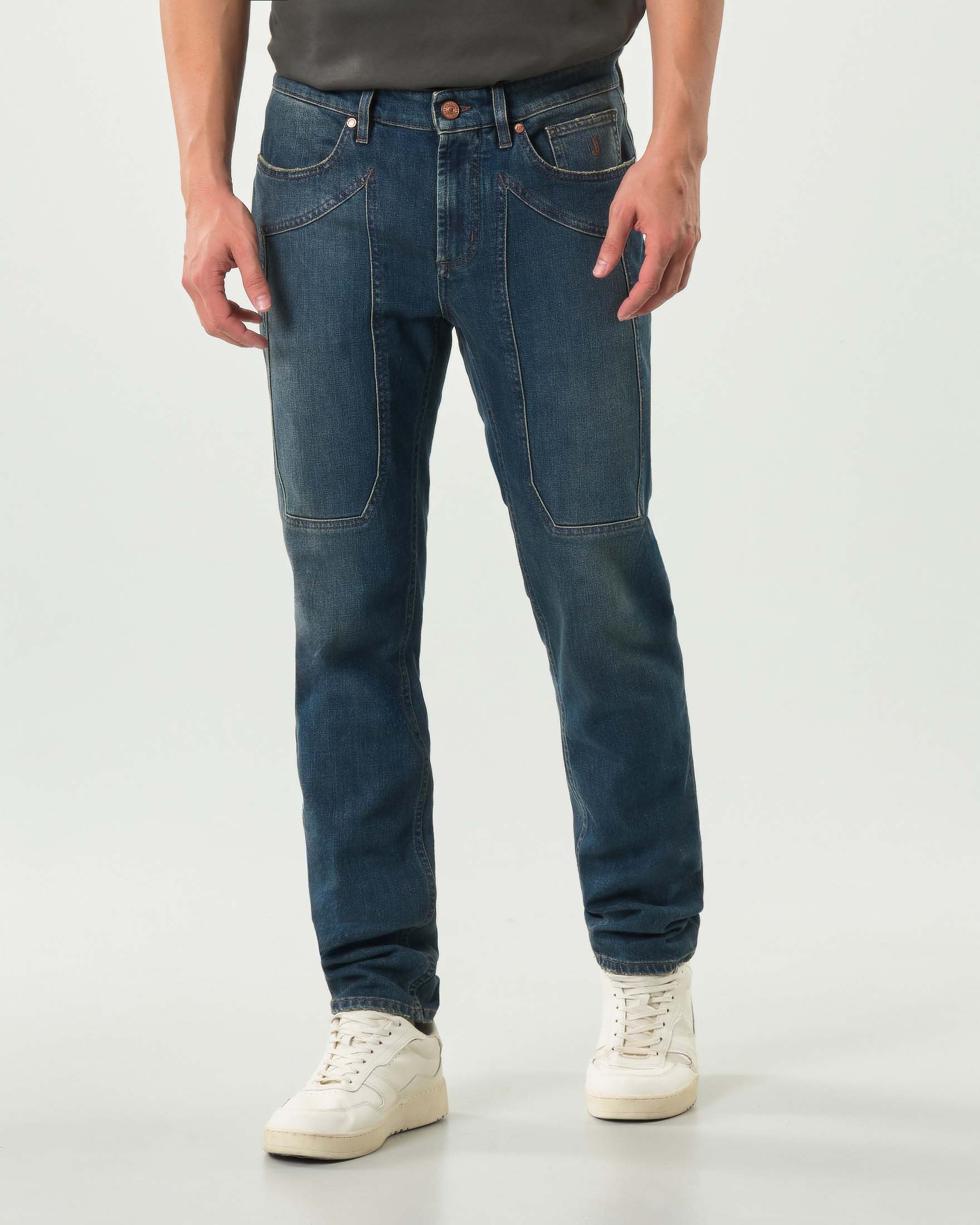 Jeans Jeckerson John in cotone stretch lavaggio scuro stone washed con toppa image