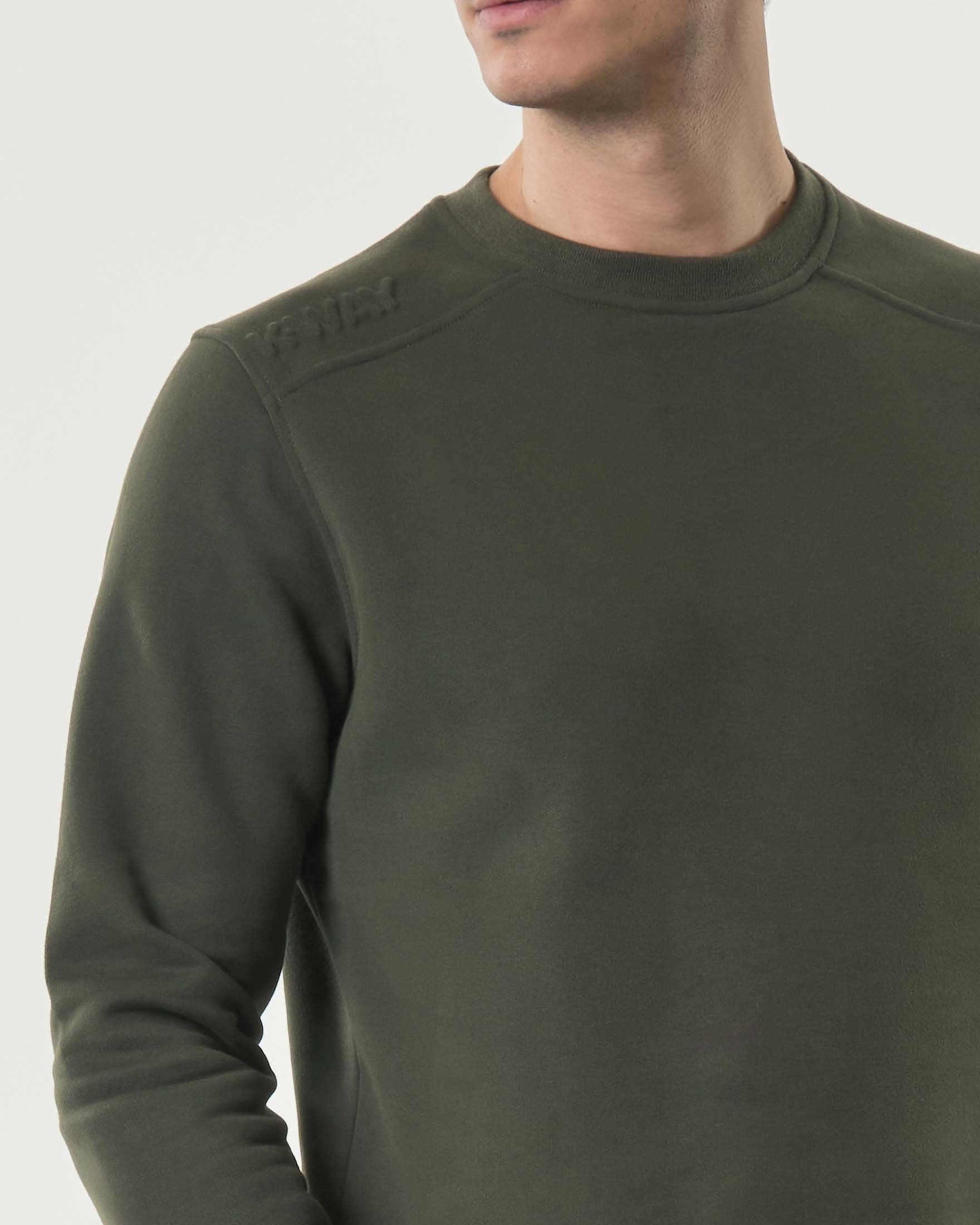 Felpa girocollo K-way Perruel verde militare in misto cotone e cachemire image