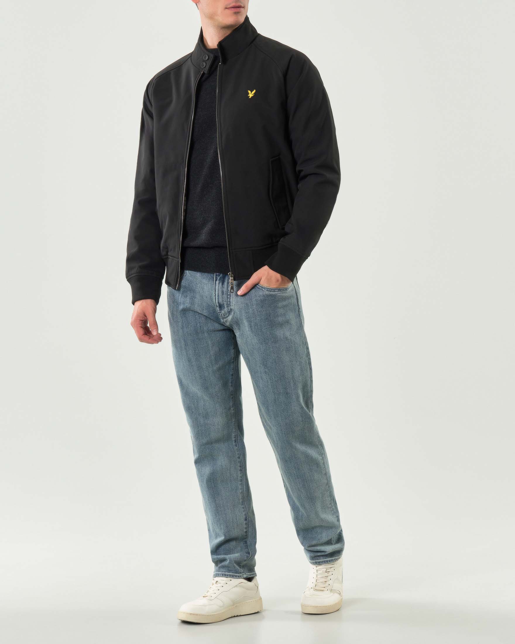 Giubbino sailor Lyle & Scott nero in softshell con interno in pile