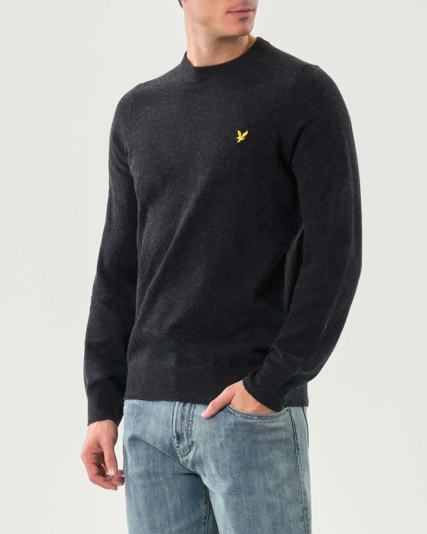 Maglione girocollo Lyle & Scott nero in lambswool di lana