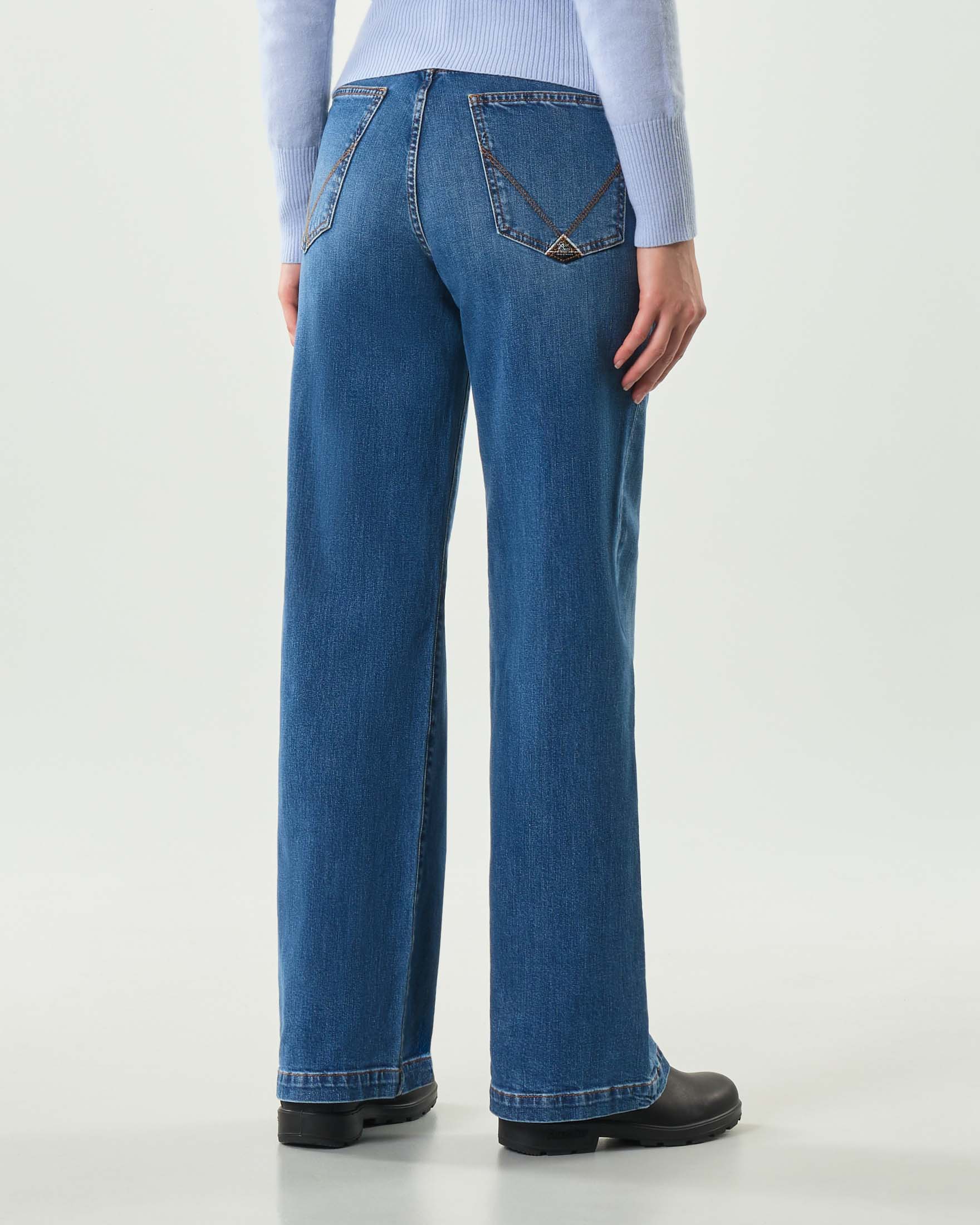 Jeans palazzo Roy Roger's blu stone washed in cotone stretch