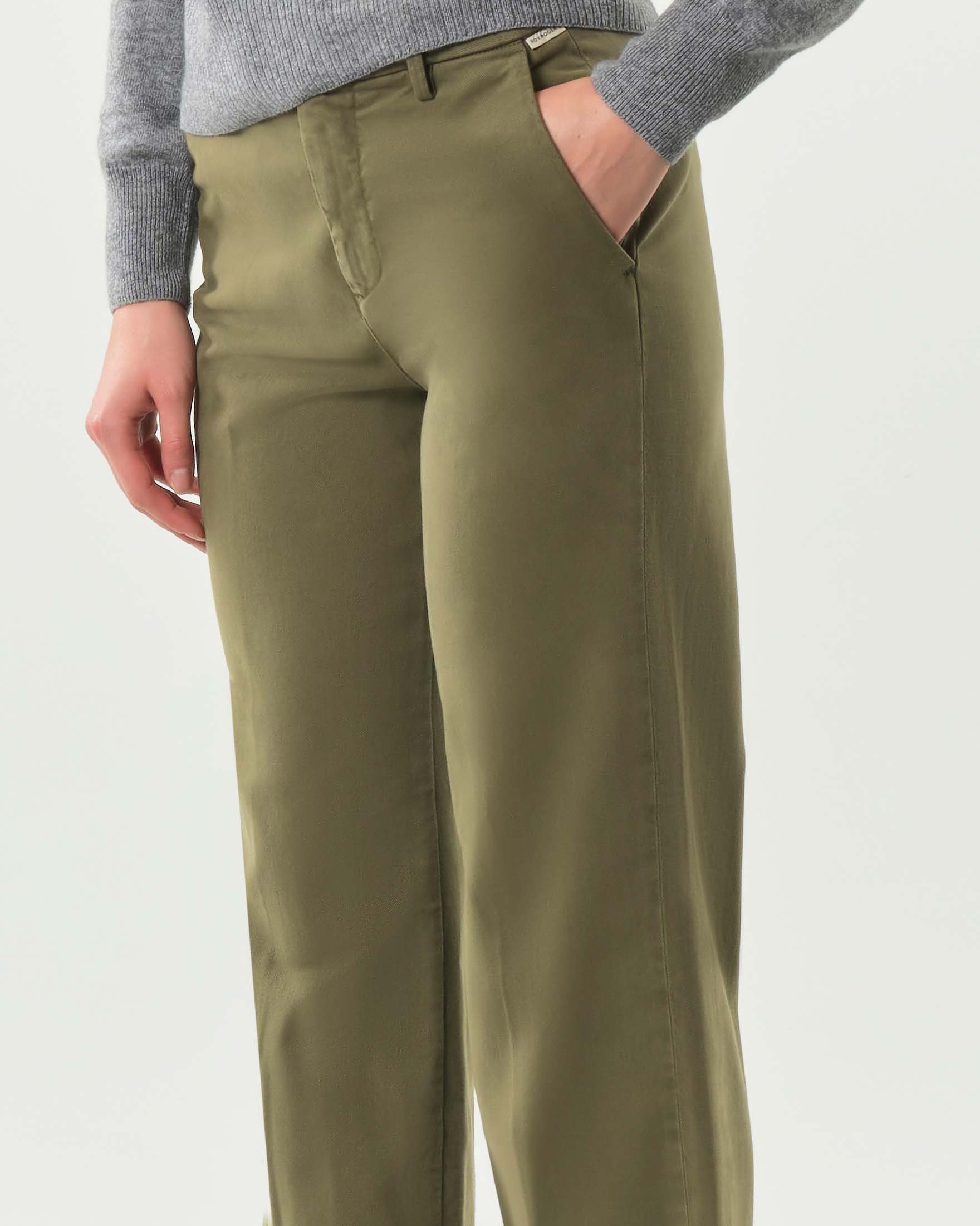 Pantaloni palazzo verde militare Roy Roger's in bull di misto cotone con tasche america image