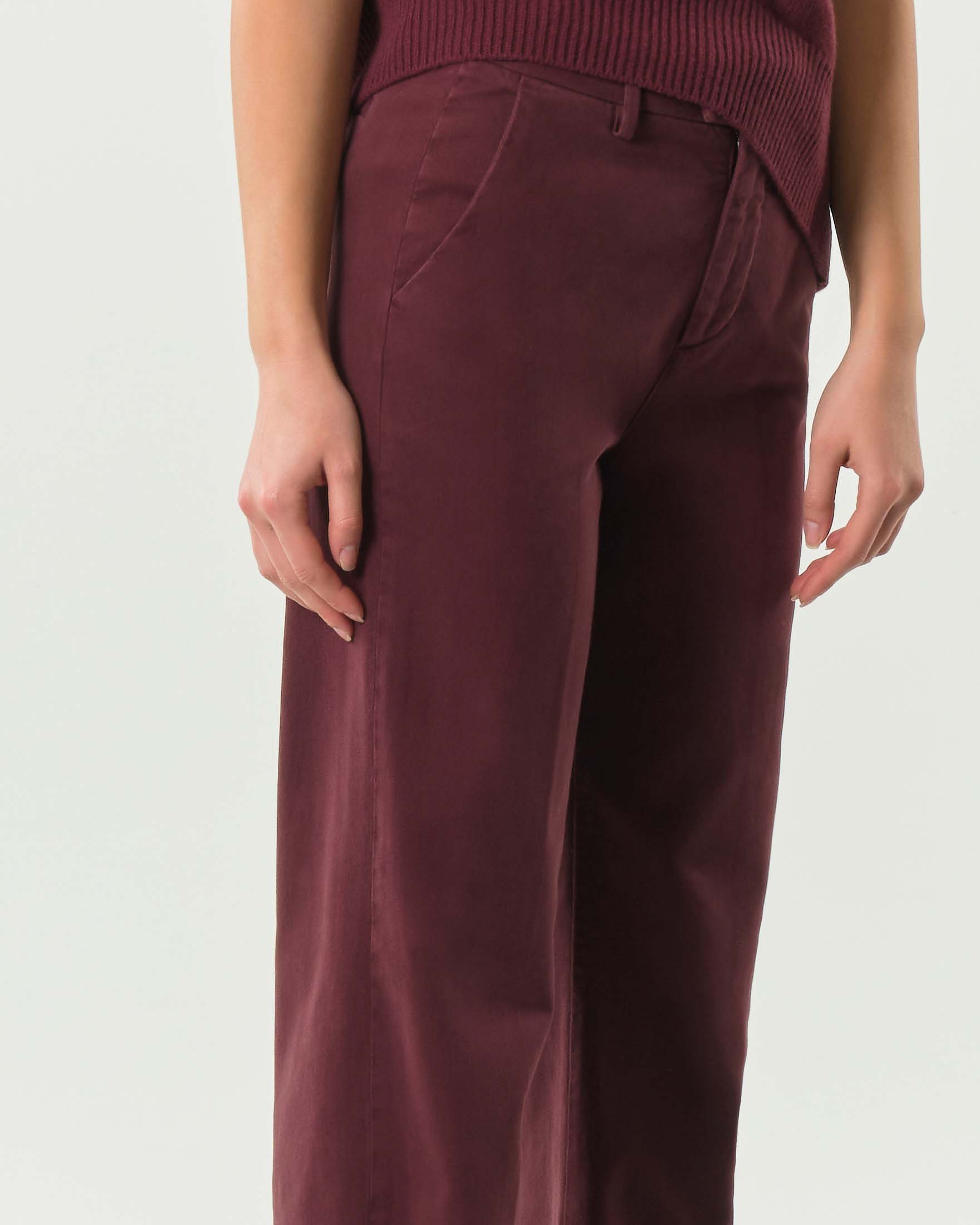 Pantaloni palazzo bordeaux Roy Roger's in bull di misto cotone con tasche america image