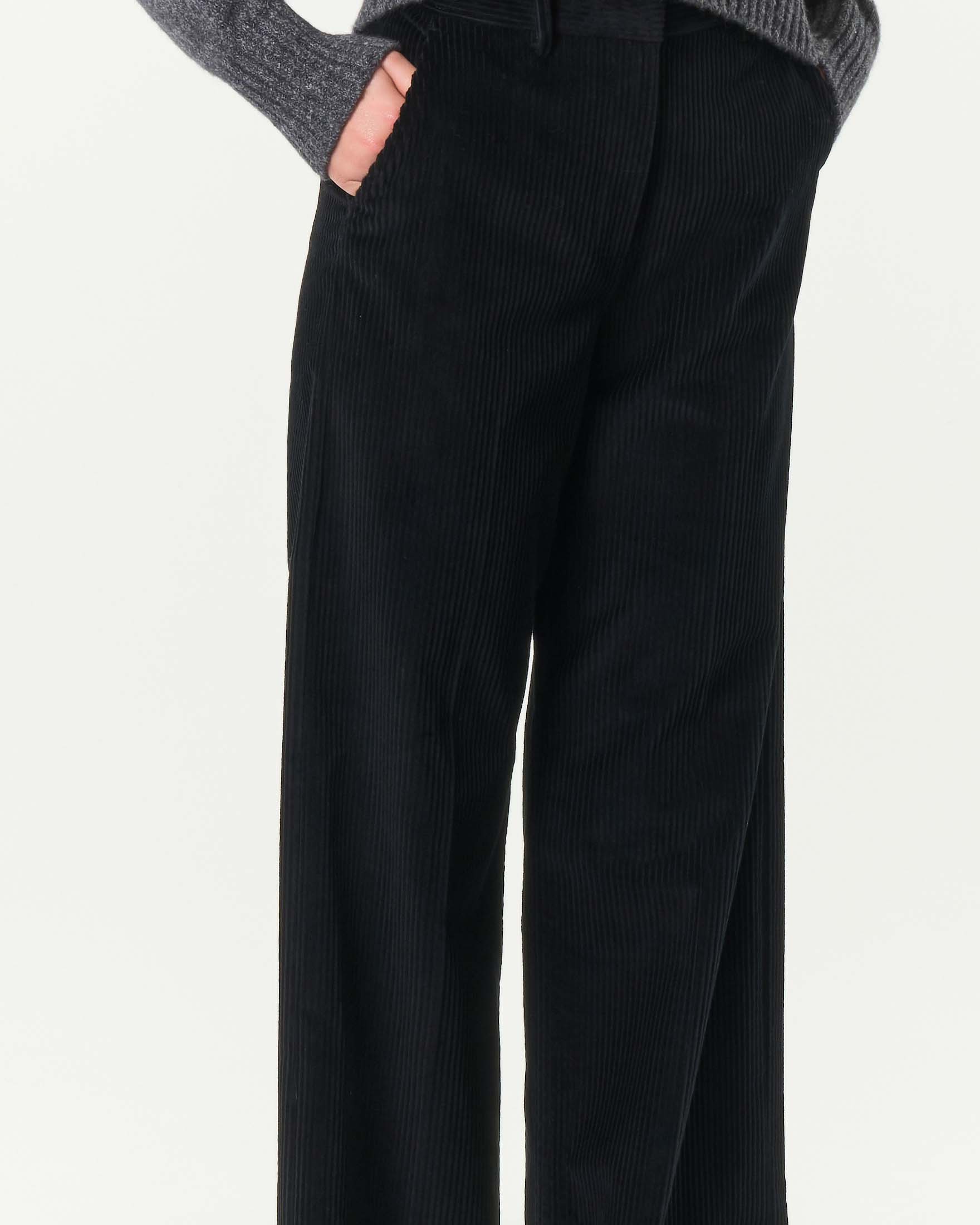 Pantaloni palazzo neri Weekend Max Mara in velluto di puro cotone 350 righe image