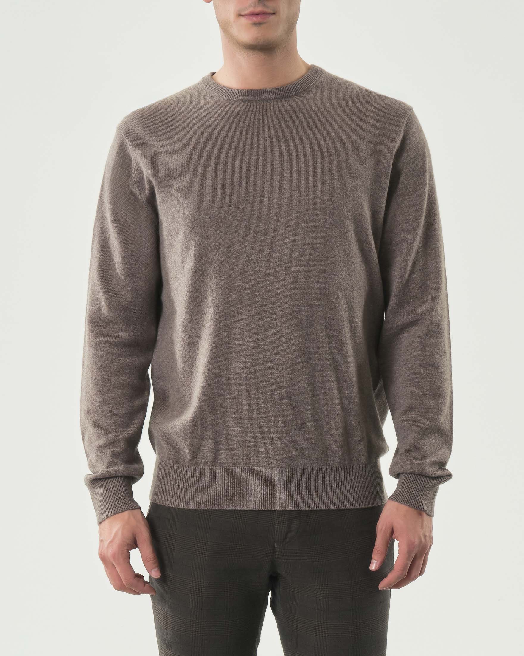 Maglia girocollo MC2 Saint Barth noce in misto lana merino e cashmere