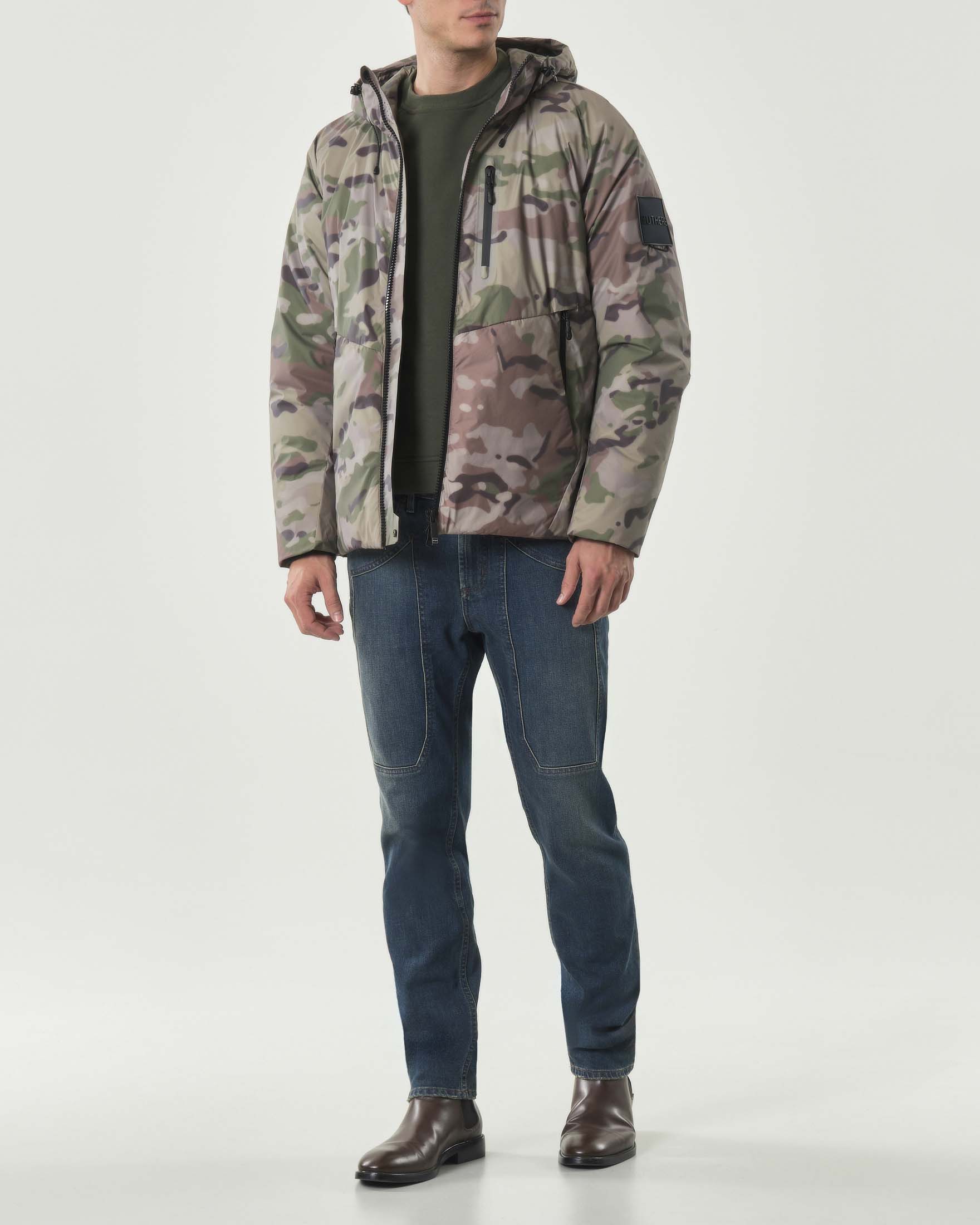 Giubbino Outhere camouflage in nylon ripstop Thermo reactive con cappuccio