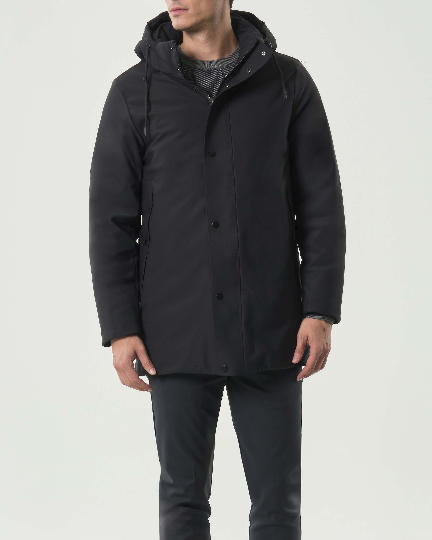 Parka nero Paul Baker in tessuto tecnico con cappuccio image