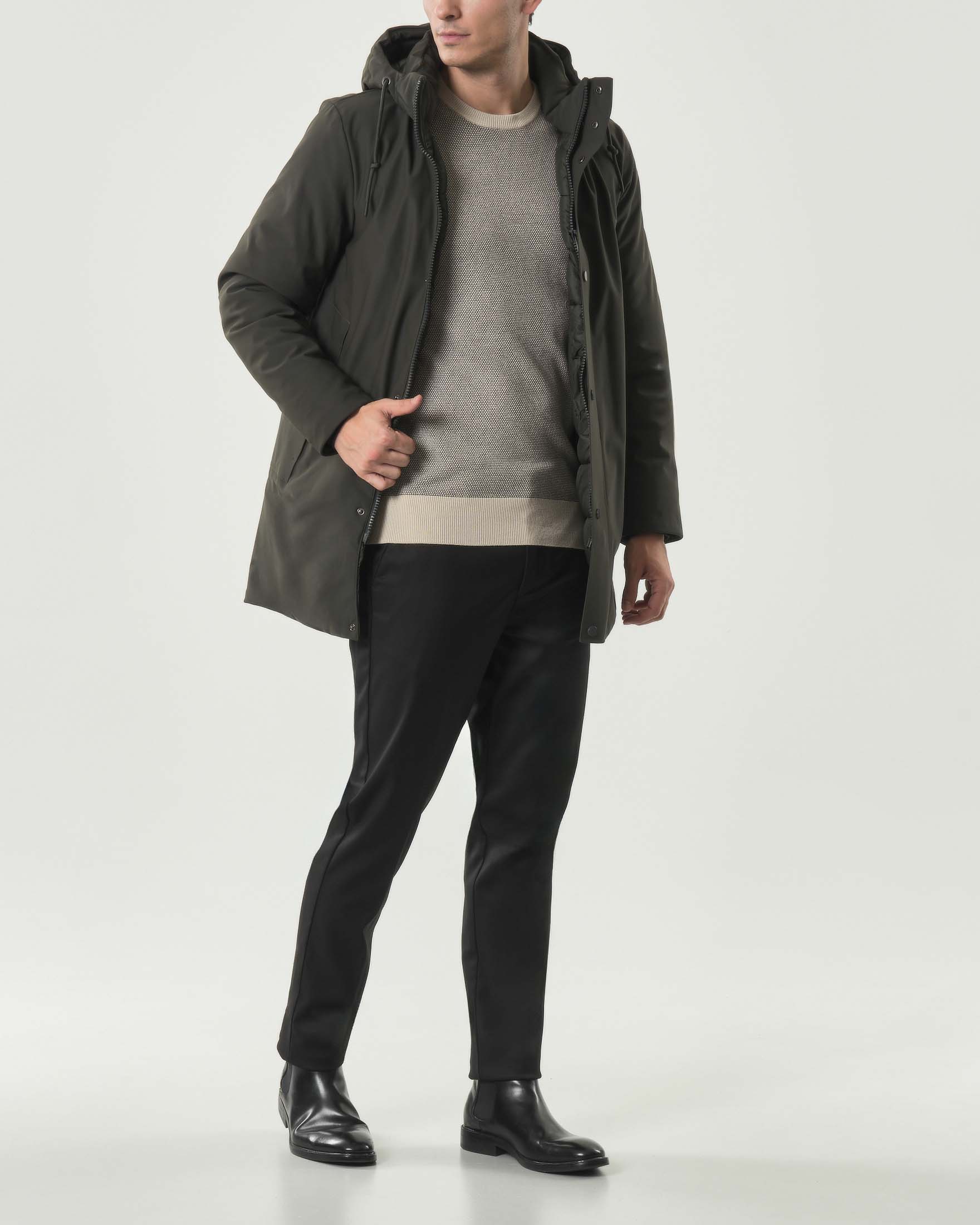 Parka verde militare Paul Baker in tessuto tecnico con cappuccio