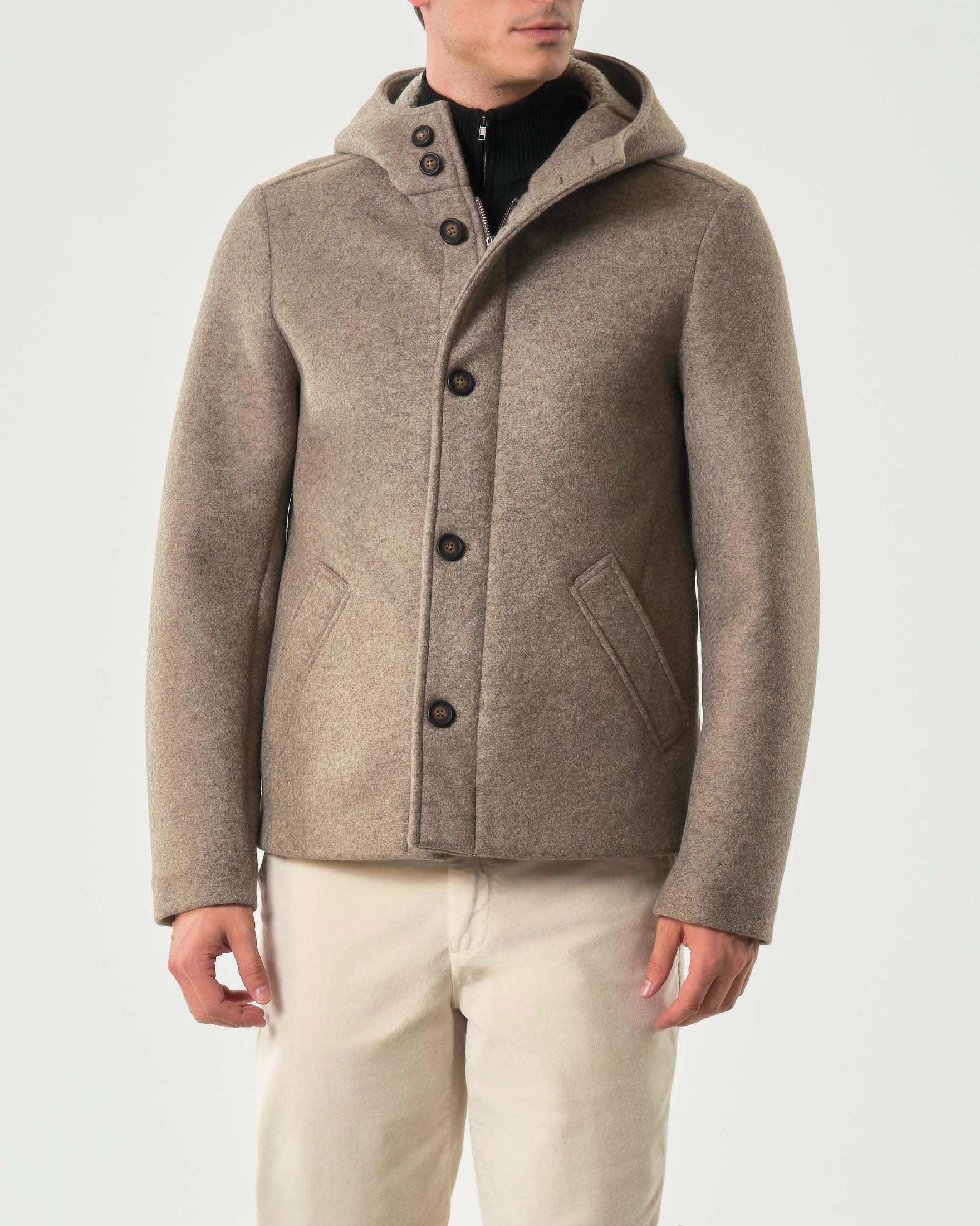 Giacca Paul Baker noce in panno di misto lana con cappuccio e interno in orsetto image