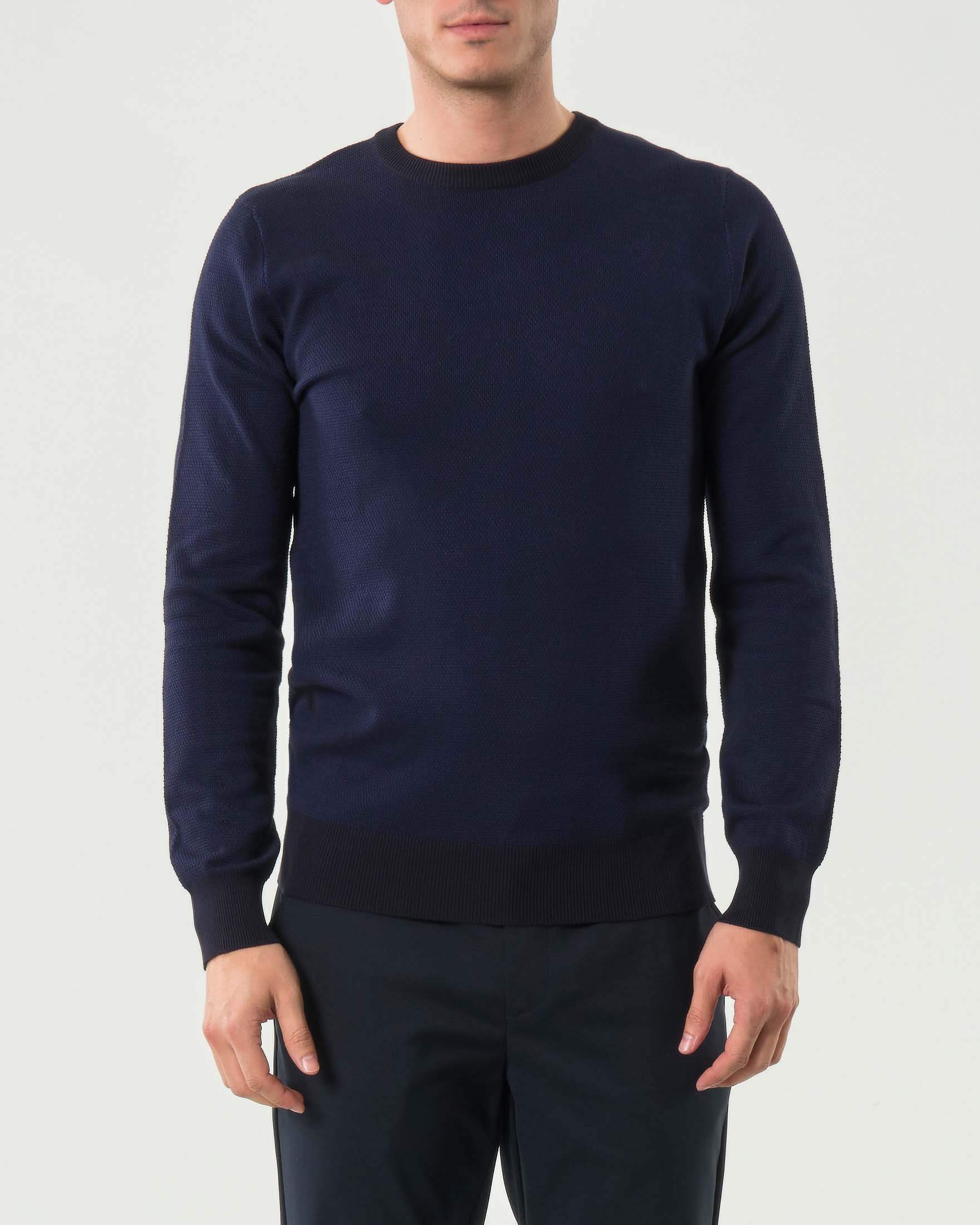 Maglia Paul Baker girocollo blu in viscosa micro armatura