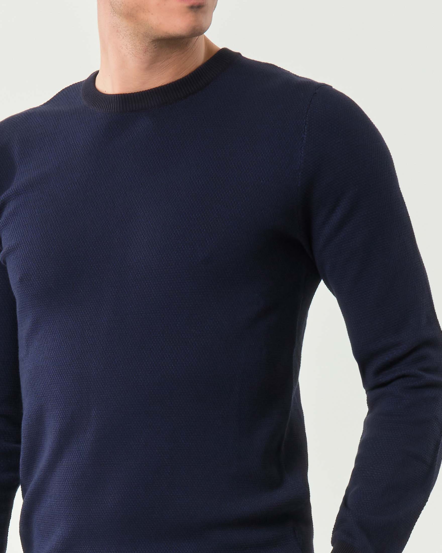 Maglia Paul Baker girocollo blu in viscosa micro armatura image