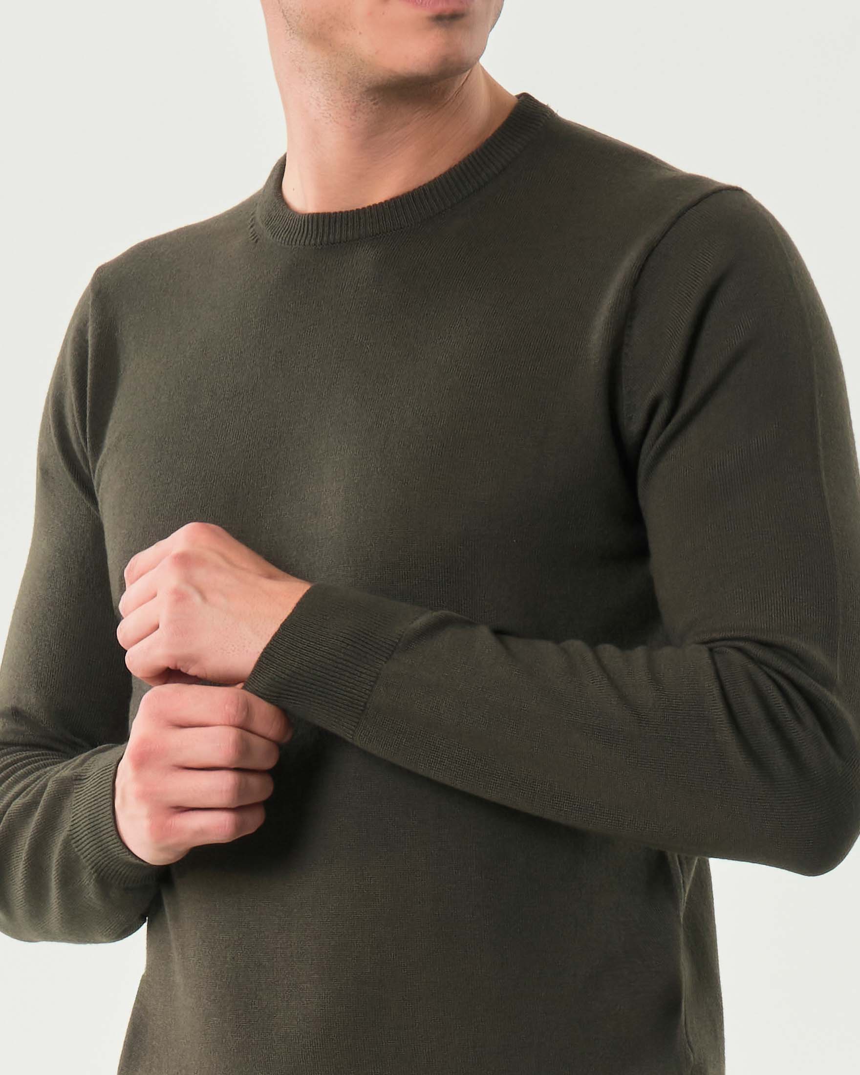 Maglia girocollo Paul Baker verde militare tinta unita in misto lana image