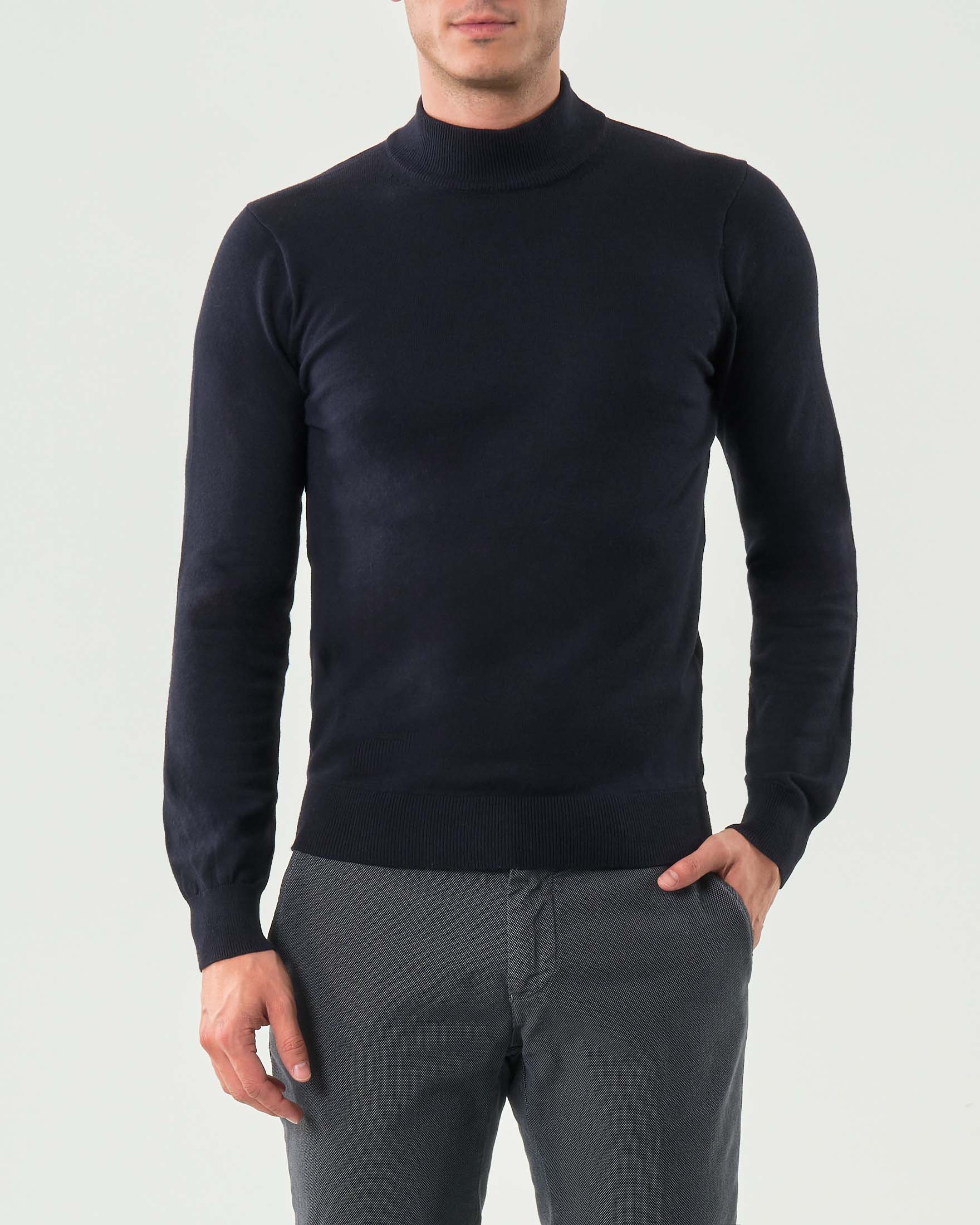 Lupetto Paul Baker blu tinta unita in misto lana