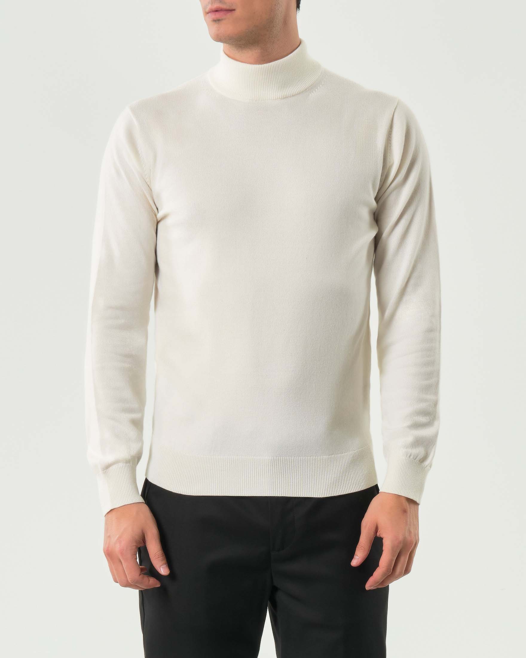 Lupetto Paul Baker panna tinta unita in misto lana