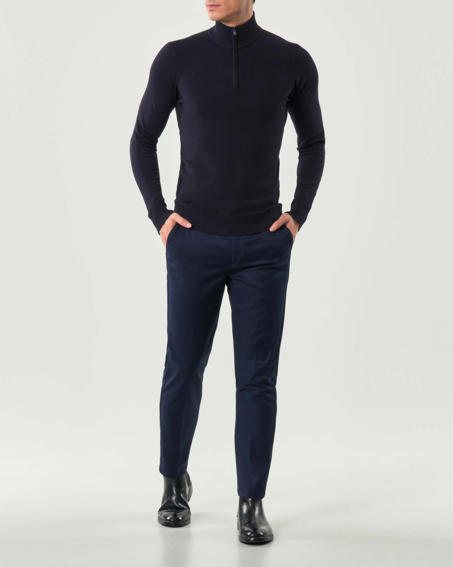 Pantalone chino Paul Baker blu in misto viscosa stretch