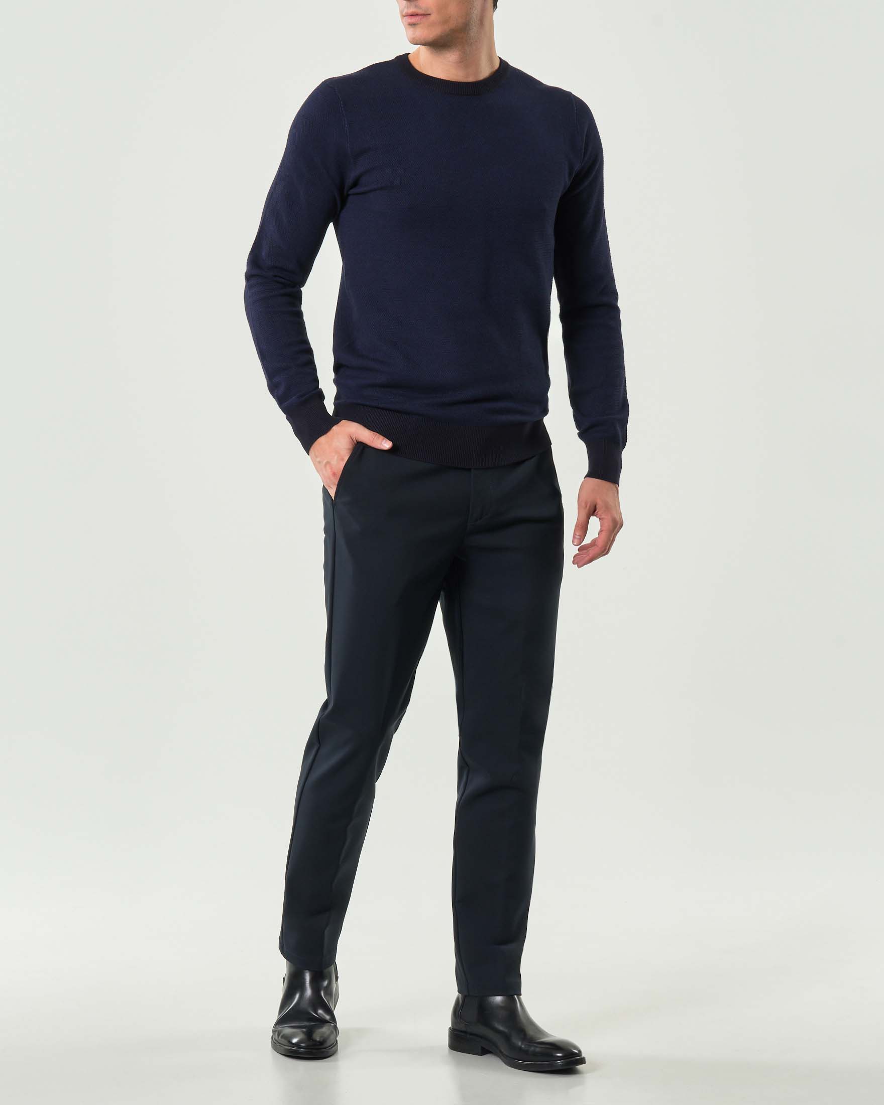 Pantalone chino Paul Baker blu in cotone stretch con elastico in vita sul retro