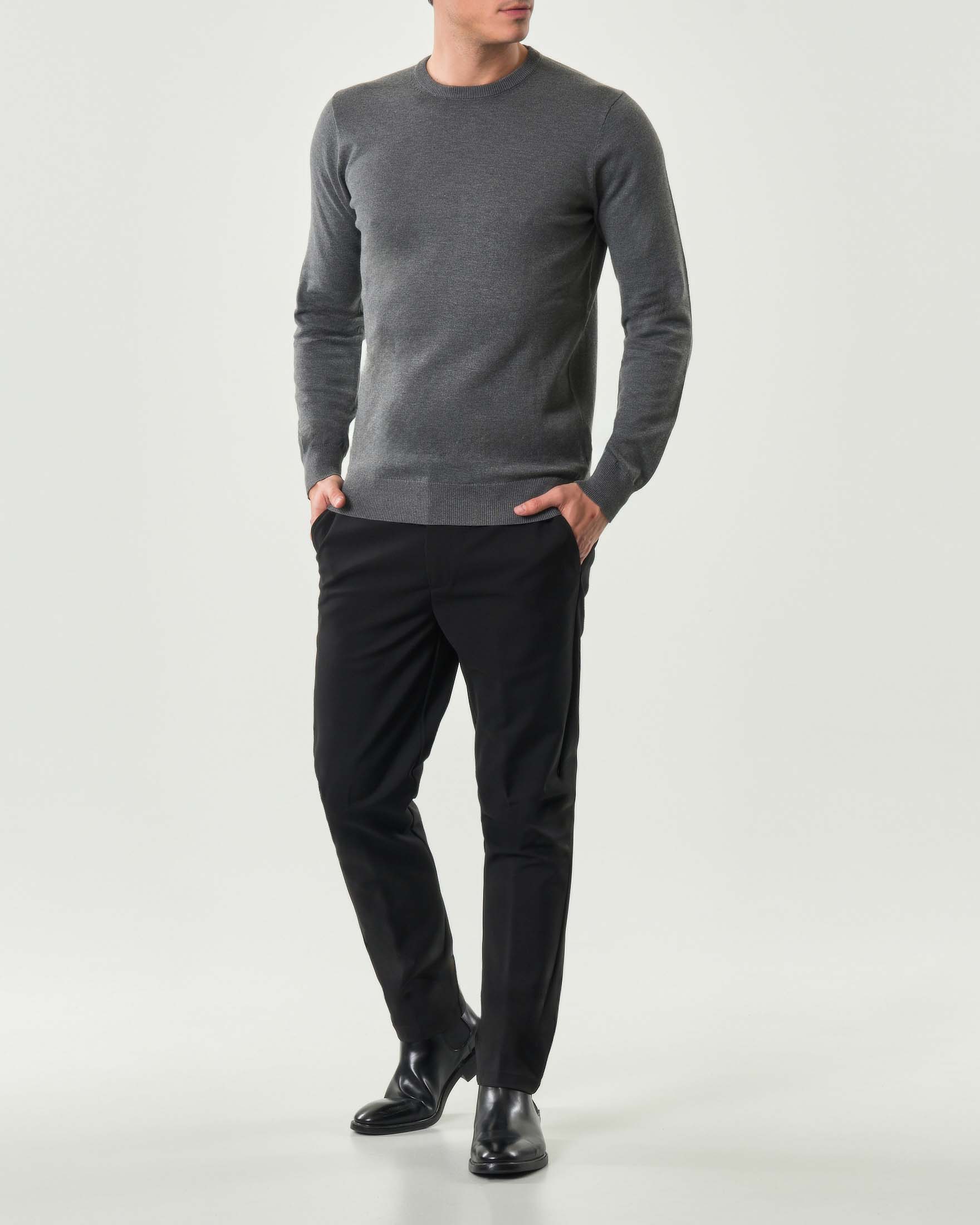 Pantalone chino nero in cotone stretch con elastico in vita sul retro