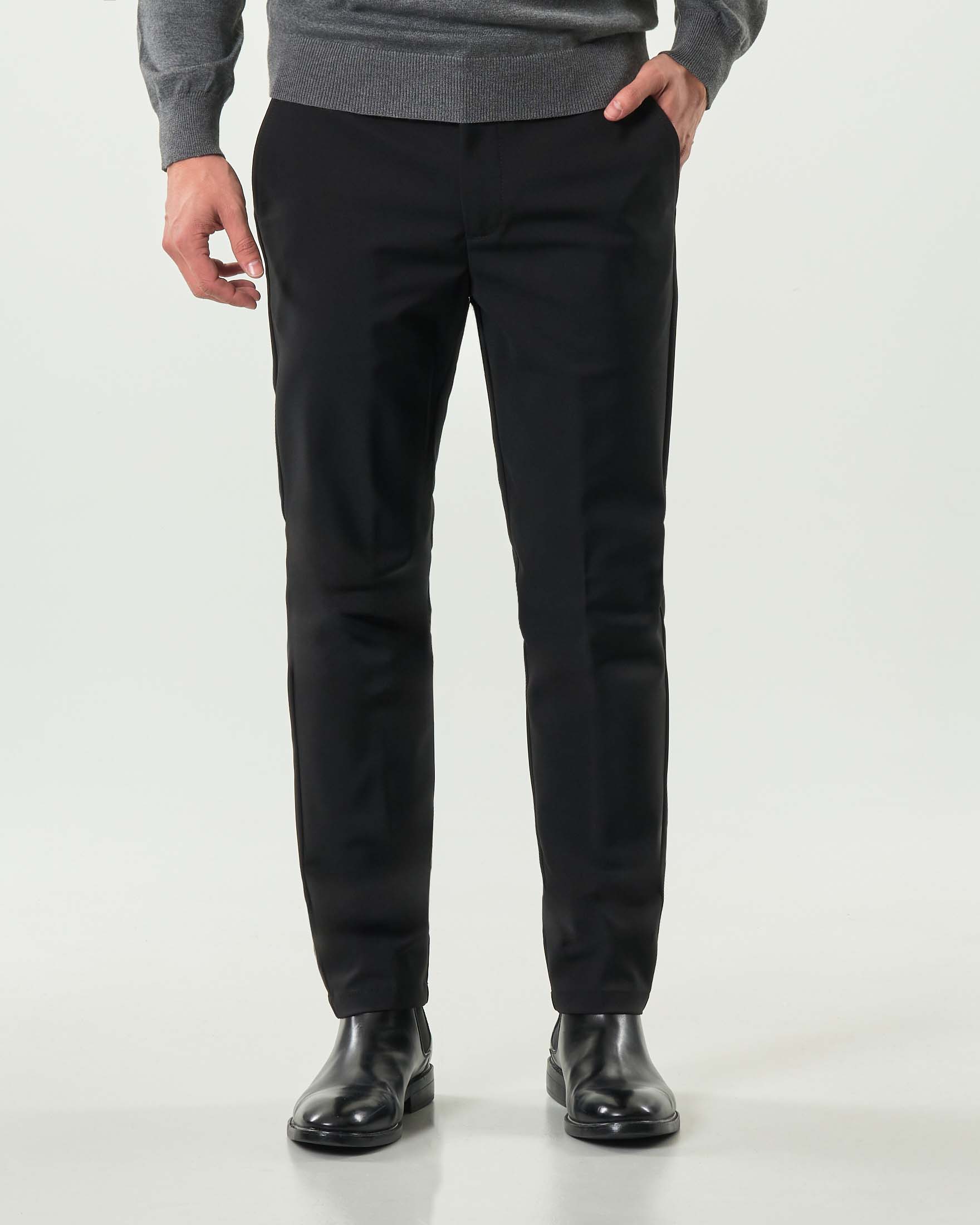 Pantalone chino Paul Baker nero in cotone stretch con elastico in vita sul retro image