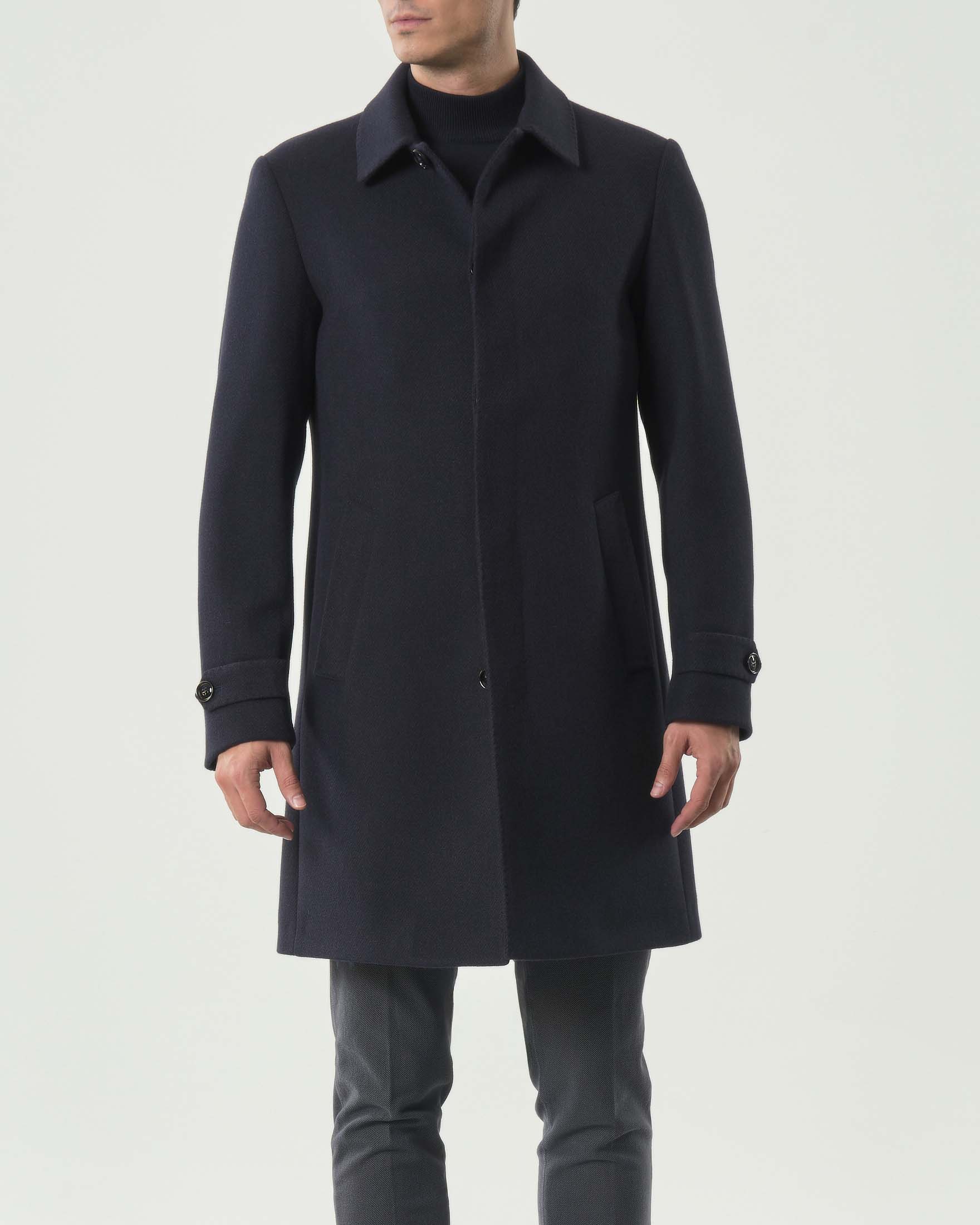 Cappotto Paul Baker blu in misto viscosa con abbottonatura coperta image